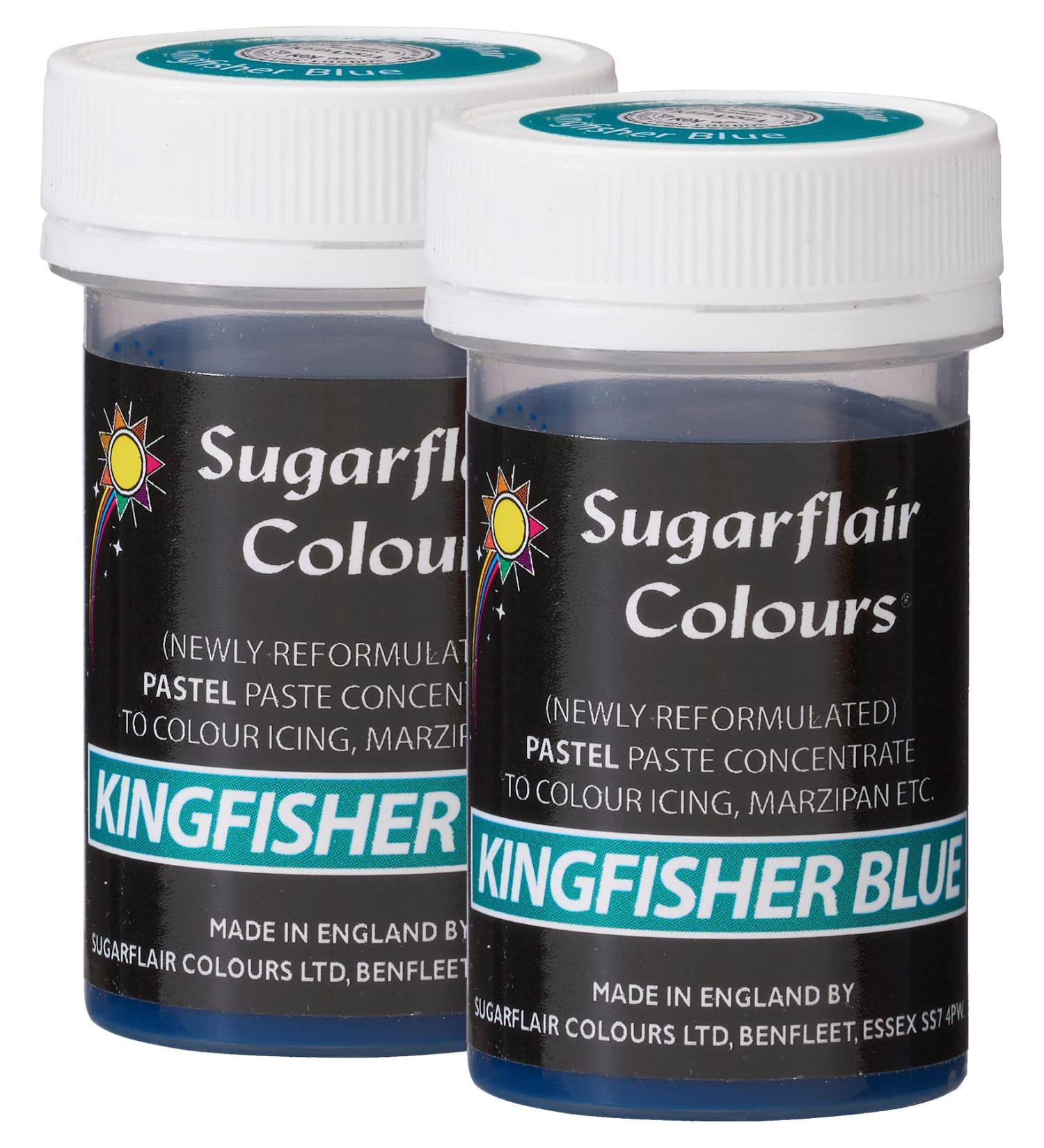 Sugarflair Kingfisher Blue Pastel Food Colouring Paste Highly Concentrated for Use with Sugar Pastes Buttercream Royal Icing or Cake Mix Subtle Colour Dye - 25g (Pack of 2)
