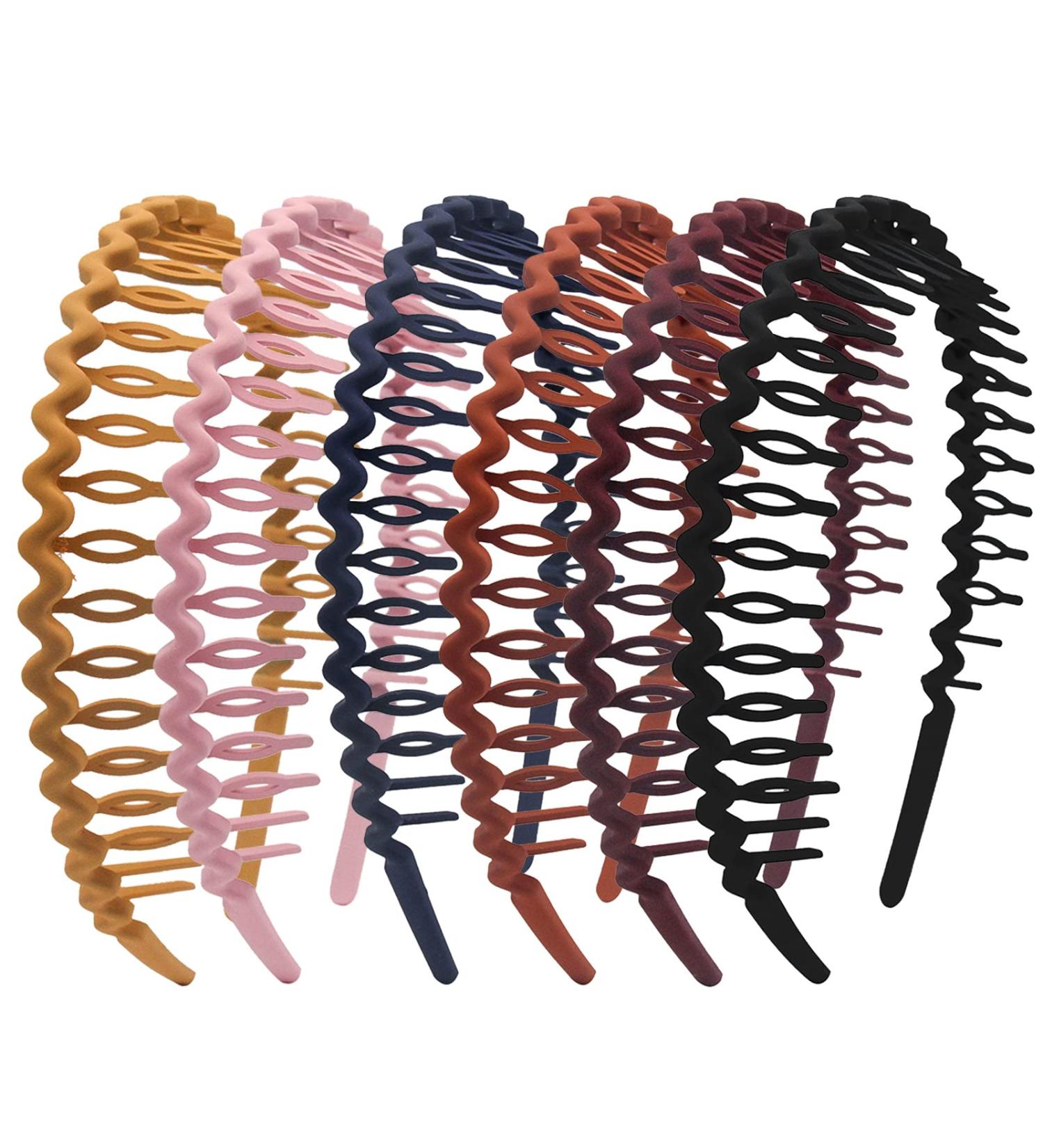 Yeshan Plastic Teeth Headbands - Pack of 6 Non-slip Wavy Thin Hair Bands for Women and Girls - Mixed Colors - Buy Online on GoSupps.com