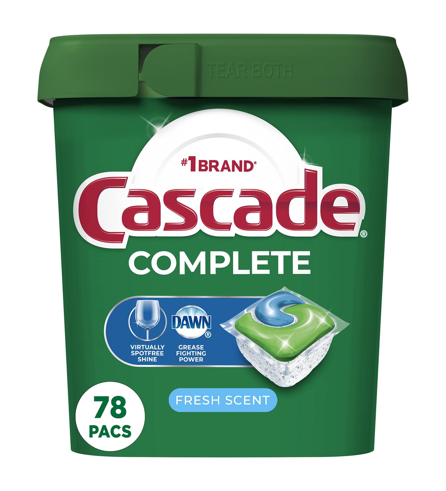 Cascade Complete Dishwasher Pods, Dishwasher tabs, Dish Washing Pods for Dishwasher, Dishwasher tablets, Fresh Scent ActionPacs, 78 Count 78 Count (Pack of 1)