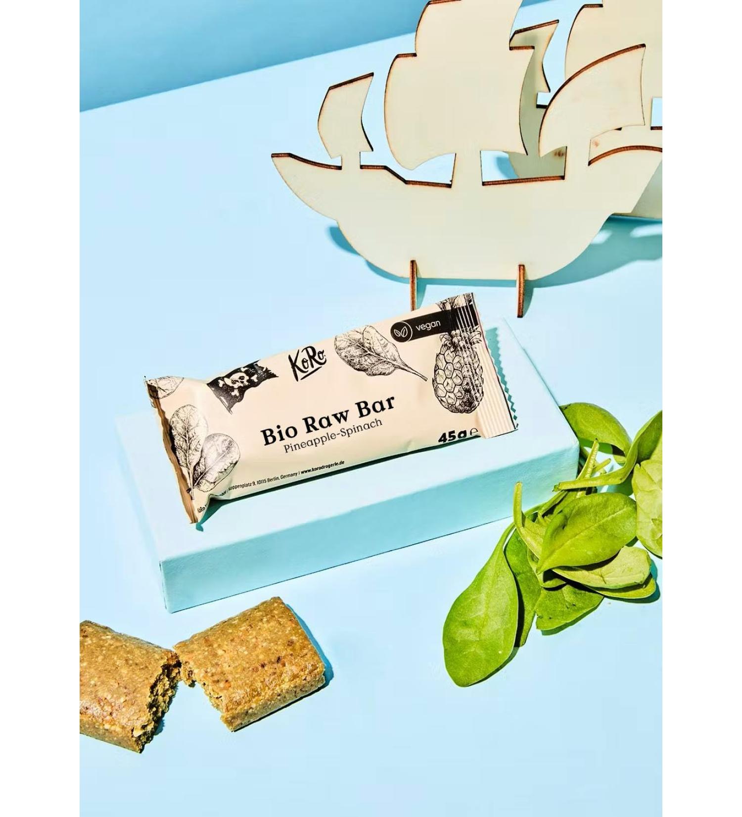 KoRo - Bio Raw Bar Pineapple Spinach - Vegan - Fruchtig s ß und mit Spinat - Ideal f r Groß und Klein - Buy Online on GoSupps.com