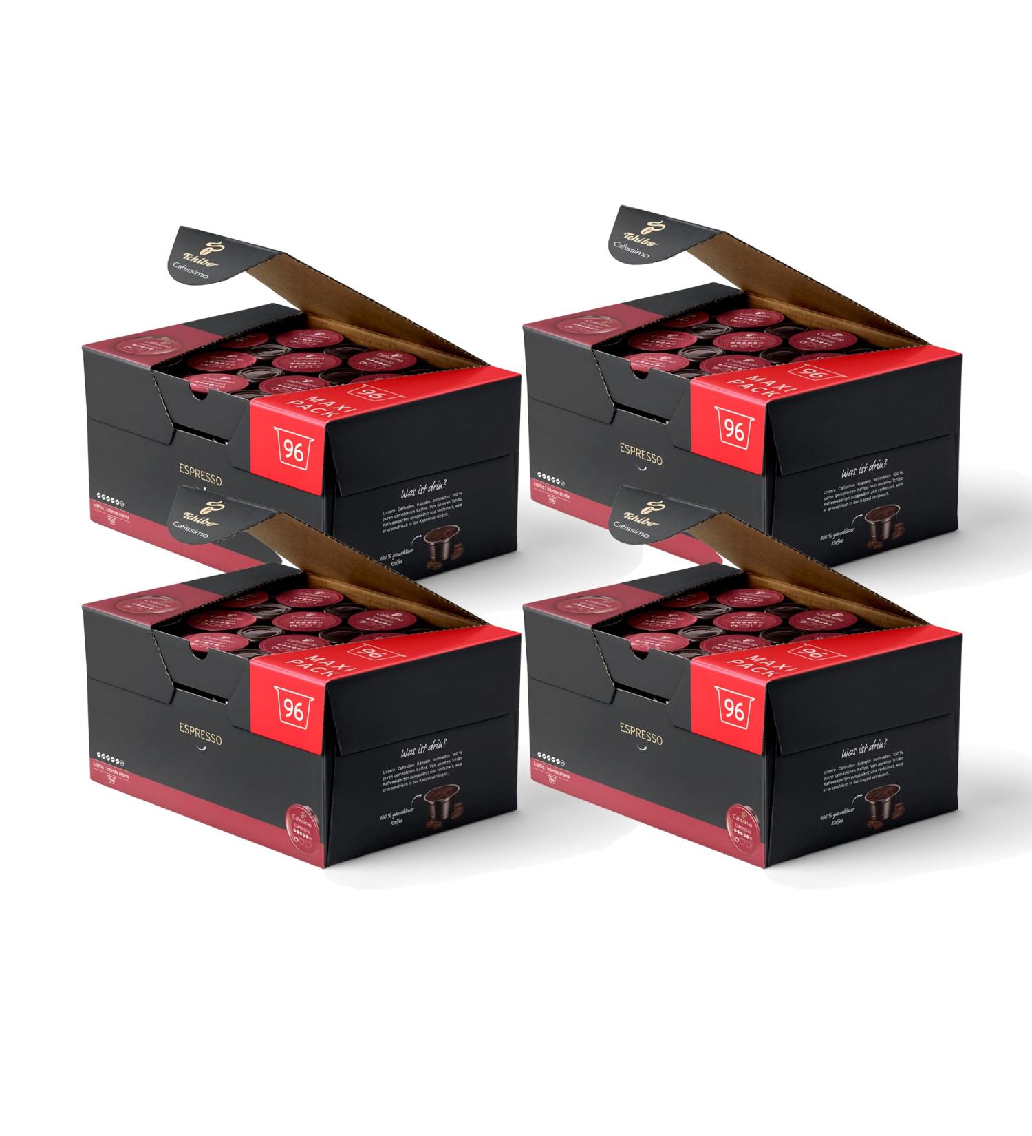 Tchibo Cafissimo Storage Box - 384 Espresso Coffee Capsules | Strong Sustainable & Fair Trade | 2.88 kg - Ideal for Coffee Lovers - Buy Online on GoSupps.com