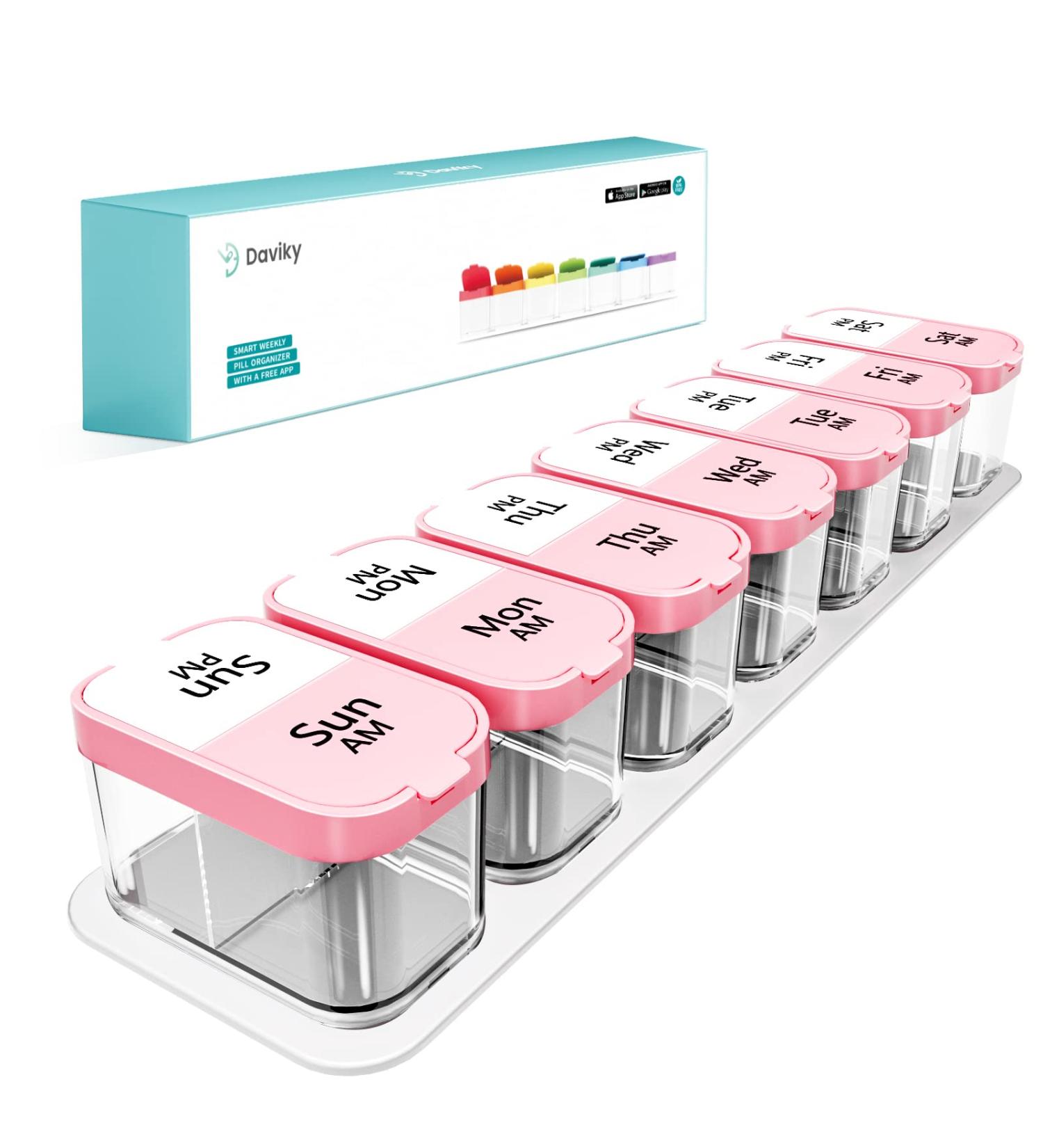 Extra Large Smart XL Pill Organizer - 7 Day AM PM Pill Box - Pink - Buy Online on GoSupps.com