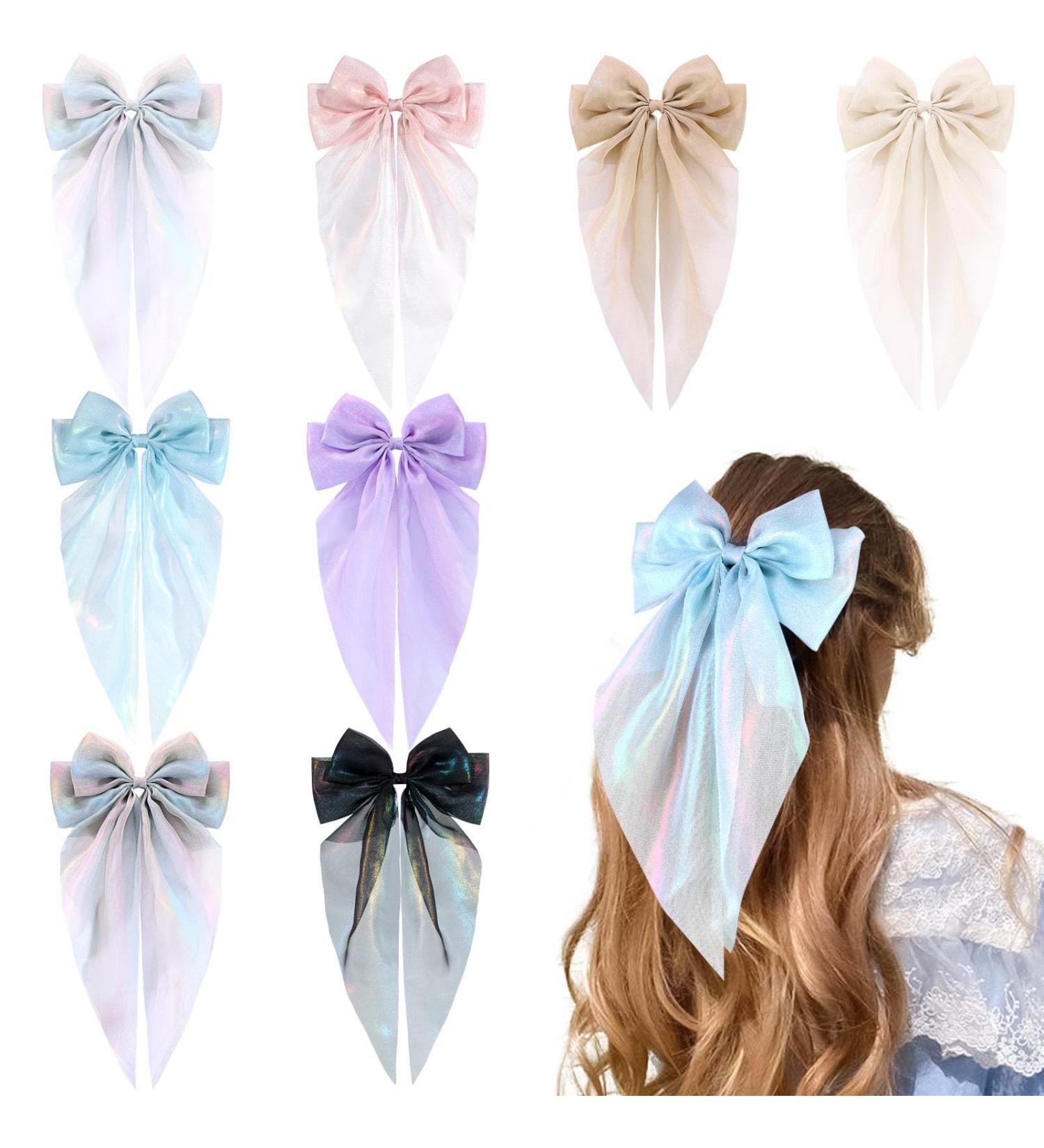 Hair Bows for Women Girls Barrette Hair Clip Long Ribbon Bows French Style Hair Accessories - Buy Online on GoSupps.com