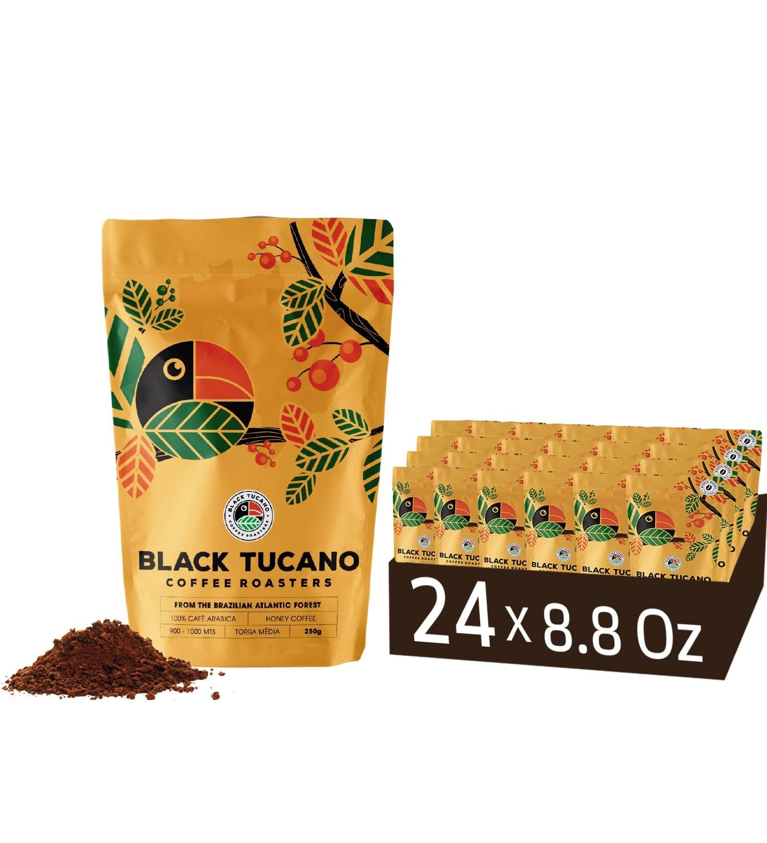 Black Tucano Brazilian Specialty Medium Roast Honey Coffee - Premium 86+ Points Ground - 250g 24 Pack - Buy Online on GoSupps.com