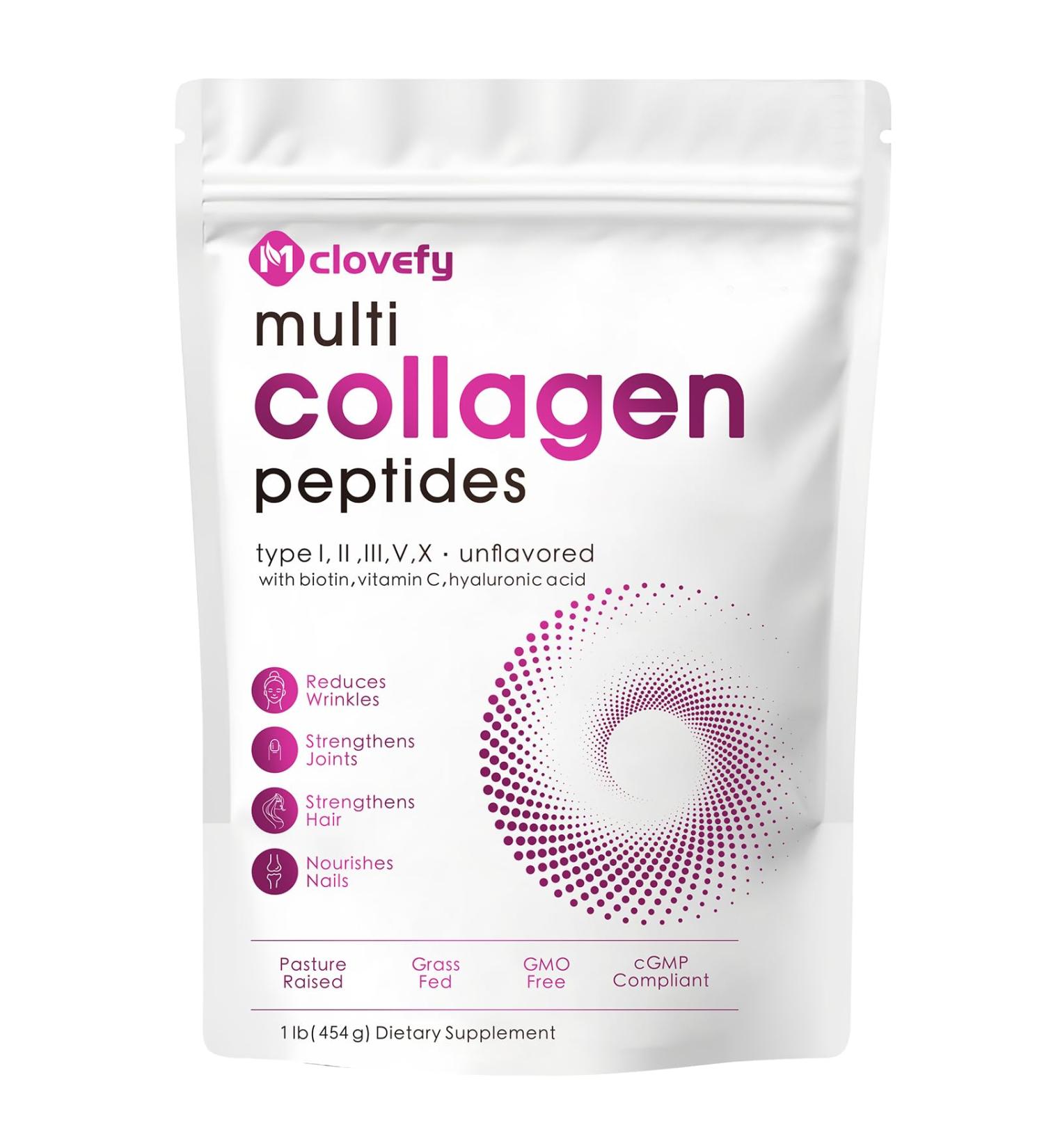 Multi Collagen Peptides Powder, 16 Oz (41 Servings) - Protein Supplement, Type I, II, III, V, X with Hyaluronic Acid, Vitamin C and Biotin, Unflavored, Easily Mixes in Drinks 16 Ounce (Pack of 1) - Buy Online on GoSupps.com