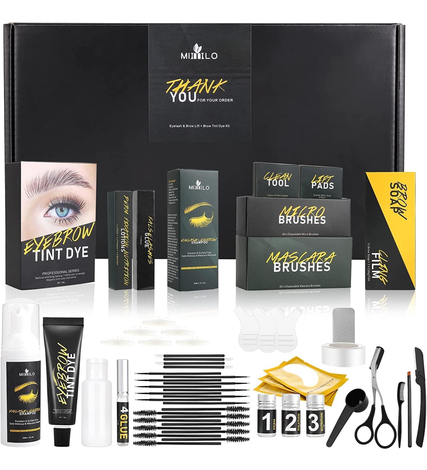 Brow Lamination Kit with Tint - 6 in 1 Professional Eyebrow Dye & Lamination Set for Instant Fuller Thicker Brows - DIY Salon Quality (Black) - Buy Online on GoSupps.com