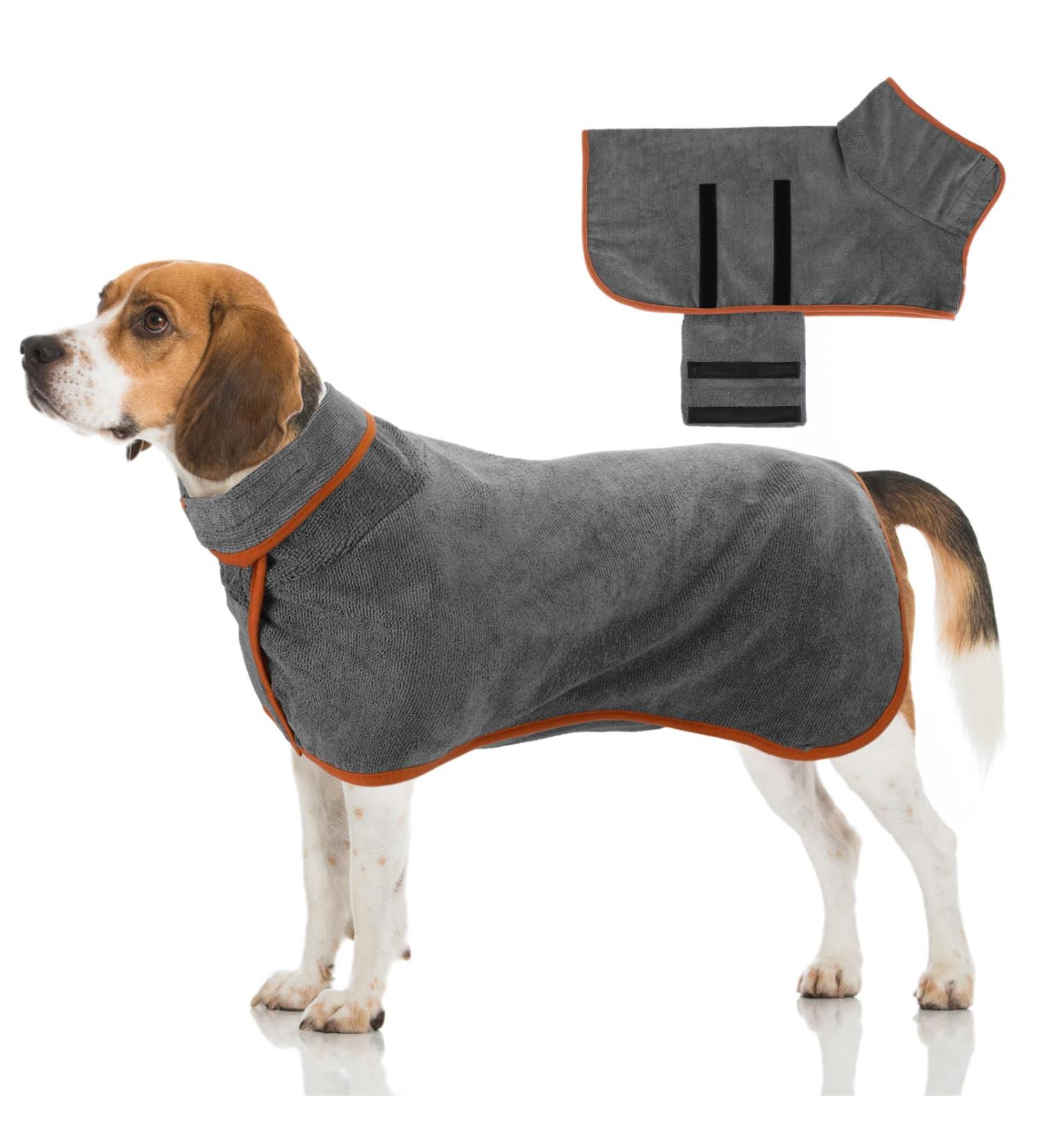 Jostift Microfiber Dog Bathrobe Towel - Extra Absorbent Fast Drying with Adjustable Straps for All Dog Sizes - Gray (Medium) - Buy Online on GoSupps.com