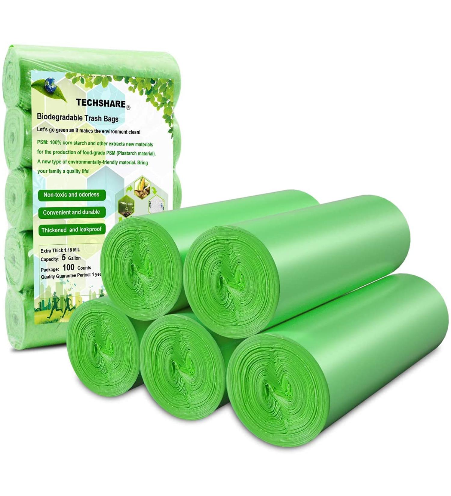 Compostable Garbage Bags 20L | 100 Counts Organic Waste Bags for Food & Garden | Thick Degradable 4-6 Gallon Household & Pet Waste Disposal - Buy Online on GoSupps.com
