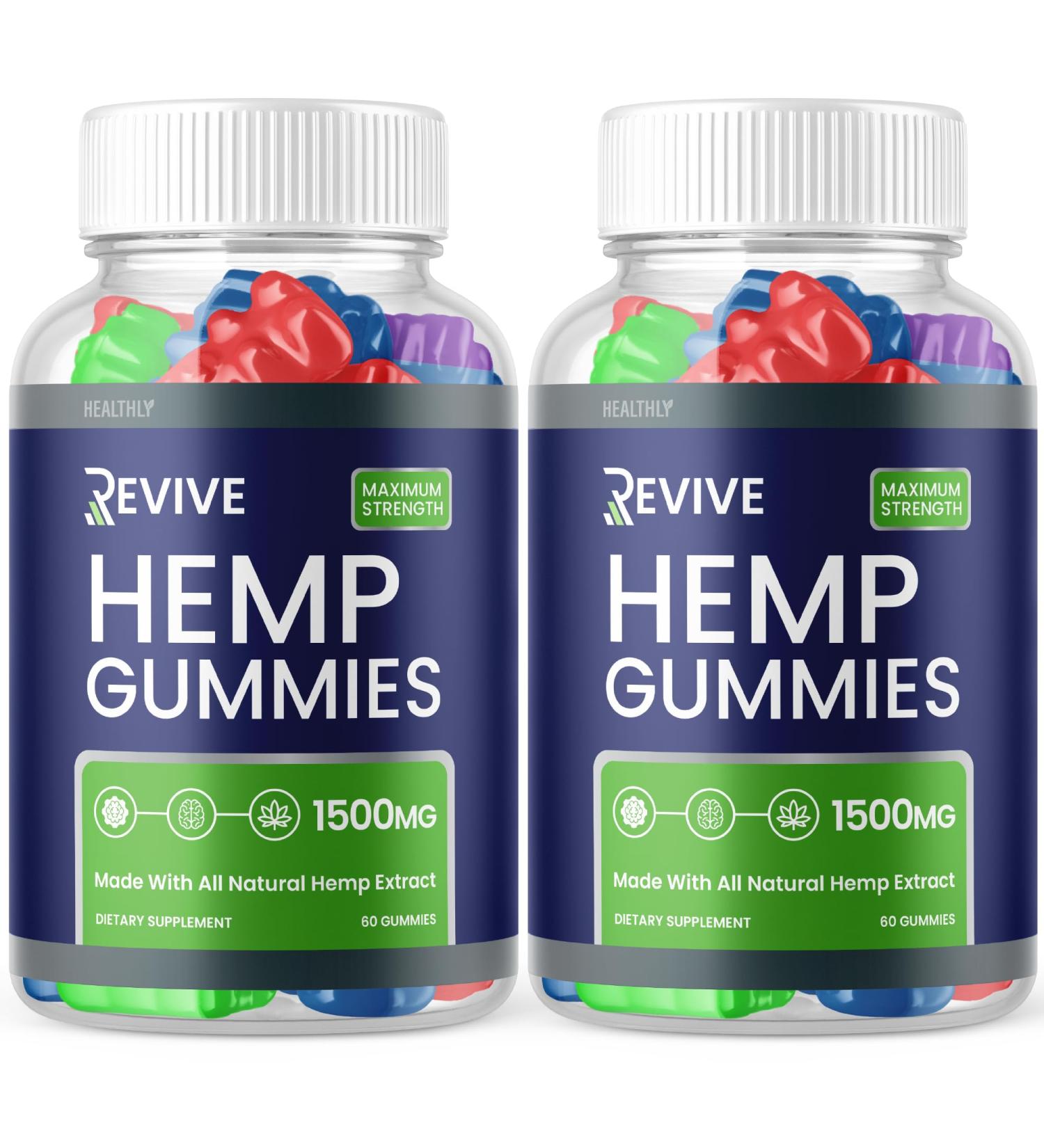 (2 Pack) Revive Gummies - Revive Hemp Gummies Premium Hemp Blend Revive Hemp Advanced Formula Hemp Extract Supplement Revive Hemp Gummy Big Size 25mg Per Gummy 1500mg Per Bottle New (120 Gummies) - Buy Online on GoSupps.com