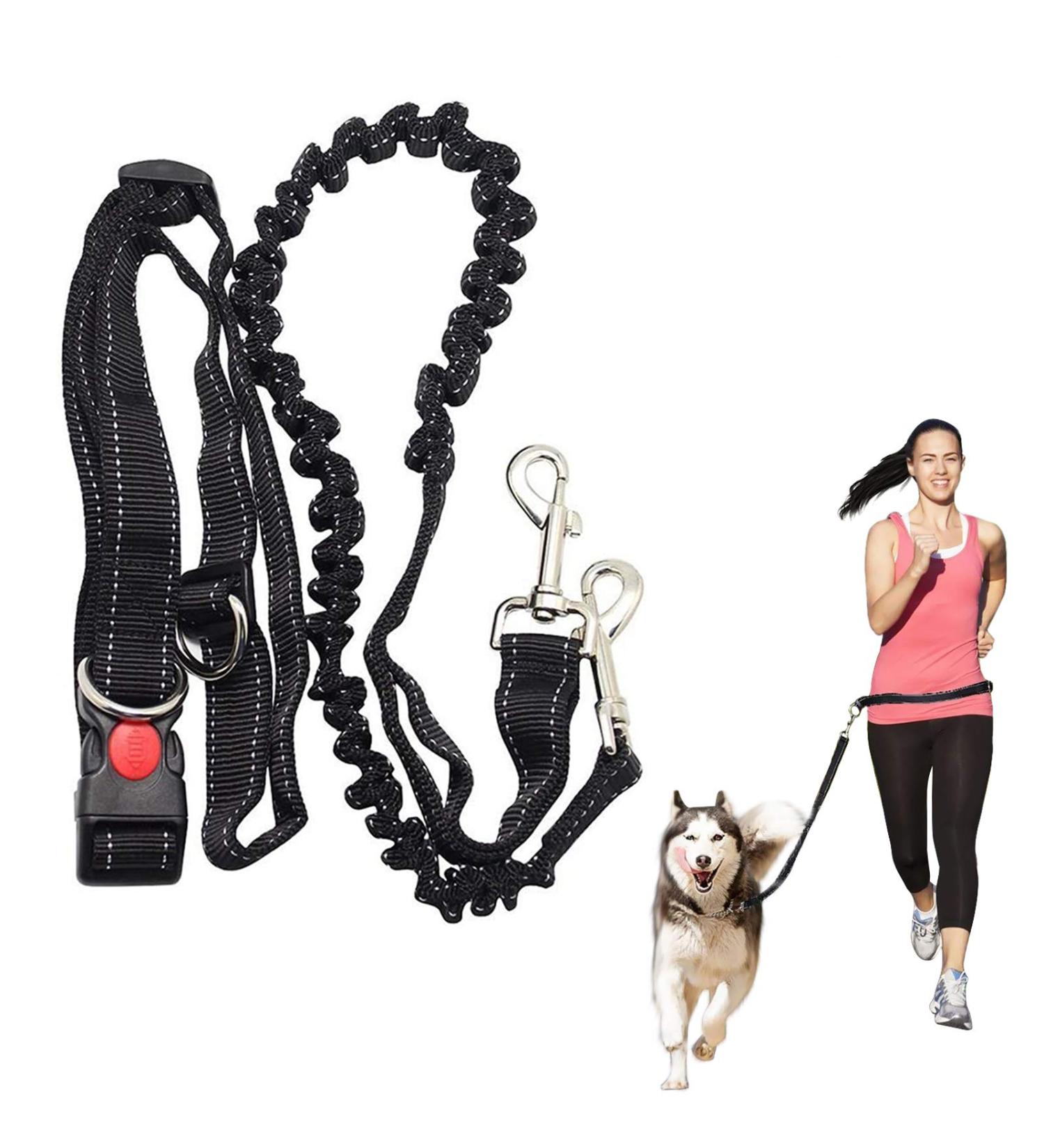 ADOGO Hands Free Running Dog Lead Multifunctional Adjustable Dog Leash Dog Walking Lead Adjustable Dog Seat Belt With Elastic Bungee And Reflective Stripe For Puppy Large Dog Lead - Buy Online on GoSupps.com