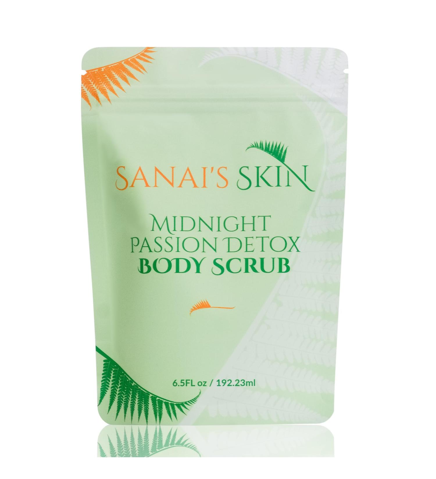 Sanai's Skin Midnight Passion Detox Body Scrub | Vegan & Cruelty-Free Exfoliator | Shea Butter & Black Lava Sea Salt for Soft Smooth Moisturized Skin - Buy Online on GoSupps.com