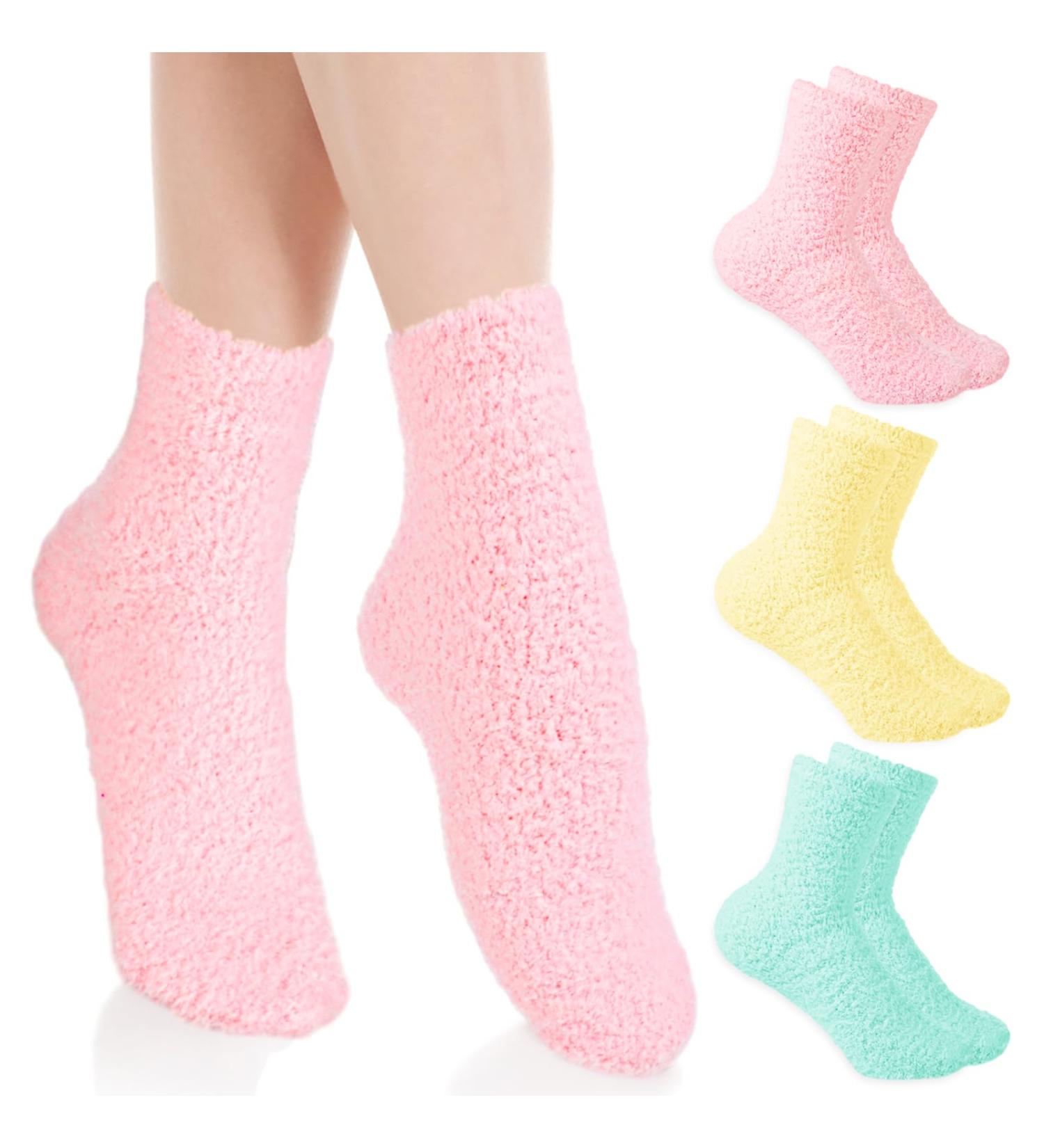 Buy 3 Pairs Aloe Moisturizing Spa Socks - Fuzzy Non-Slip Foot Care for Dry Feet & Cracked Heels | Perfect for Overnight Repair - Buy Online on GoSupps.com