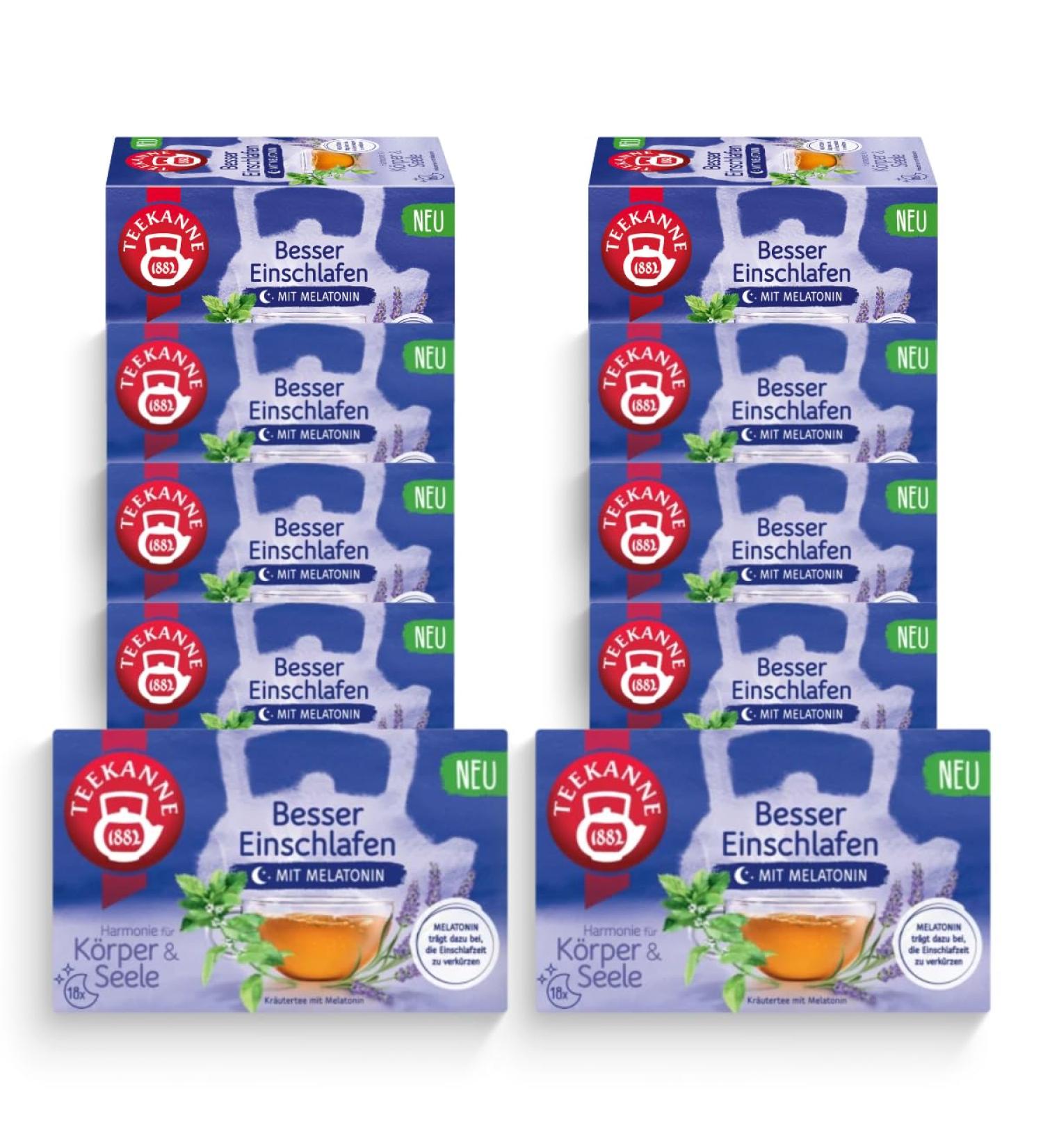  Teekanne TEEKANNE Better Sleep Melatonin Herbal Tea 10 packs x 18 sachets (10 x 30.6 g) - Buy Online on GoSupps.com