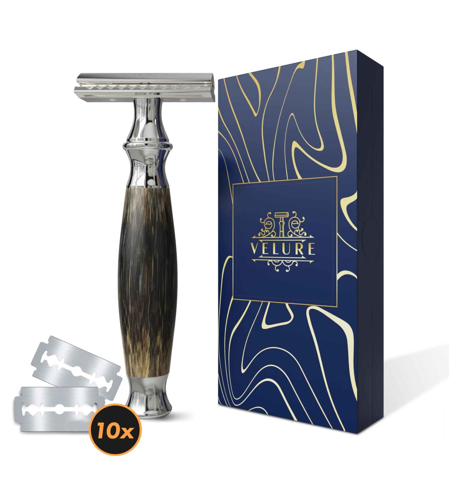 Velure Safety Razor - Premium Double Edge Razor for Men & Women | Quality Shaving with Wooden Handle & 10 Platinum-Coated Blades - Buy Online on GoSupps.com