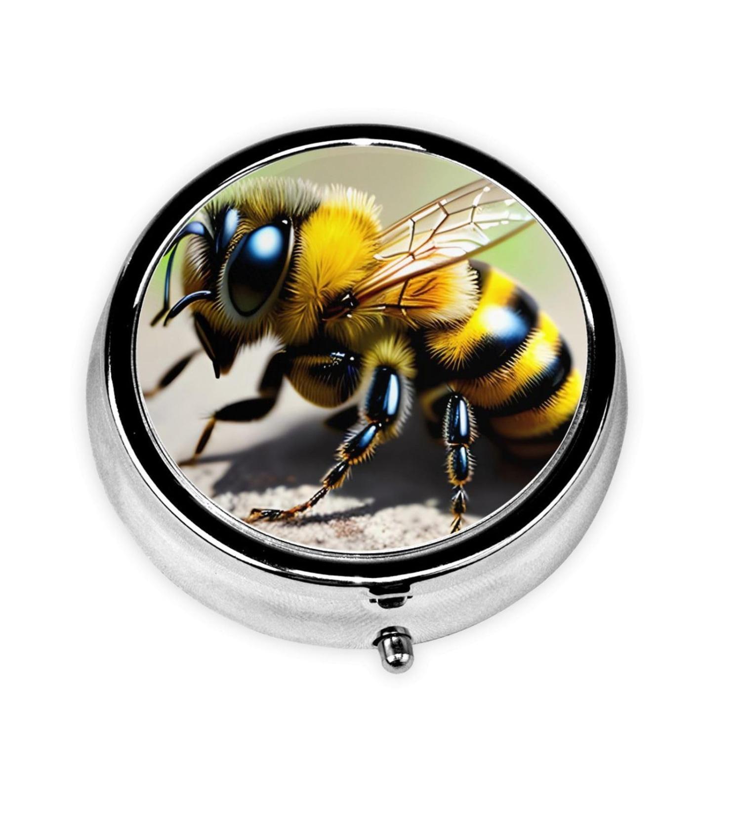 Cute Little Beeround Pill Box | 3 Compartment Travel Pill Organizer | Portable Round Pill Box for International Shipping - Buy Online on GoSupps.com