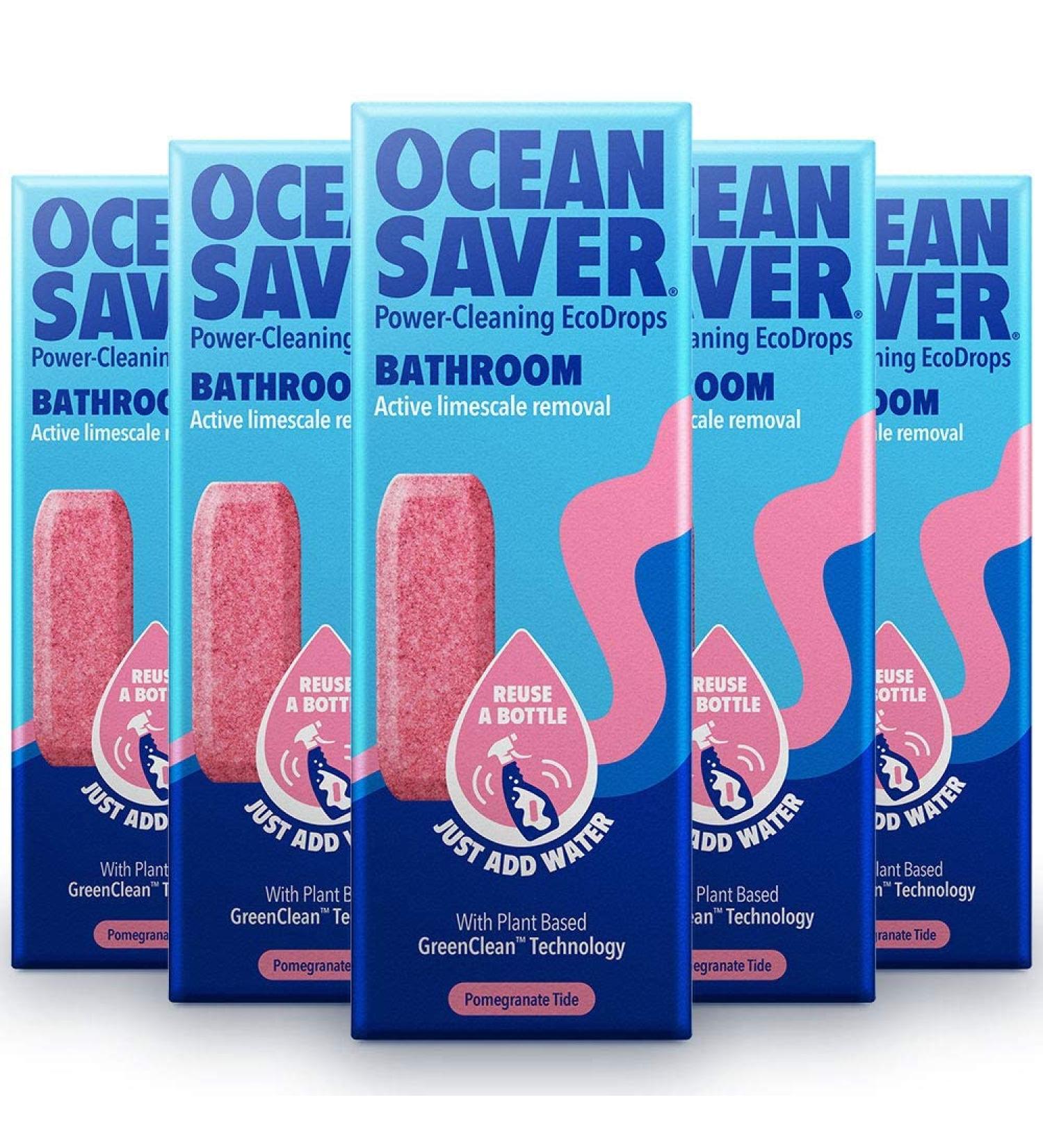 OceanSaver Eco Multi-Surface Bathroom Cleaner - 5x 10ml Refills | Plant-based Formula for Toilet, Sink & Shower | Pomegranate Scent - Cruelty-Free & Plastic-Free - Buy Online on GoSupps.com