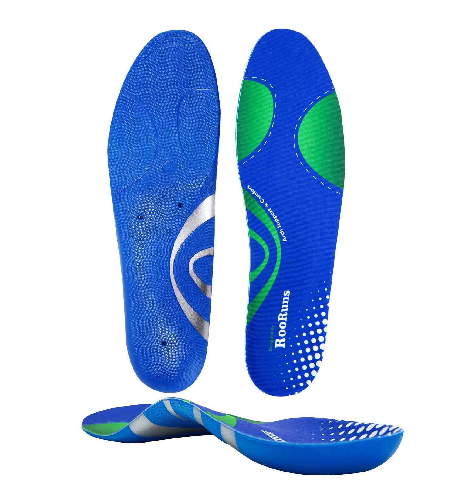 RooRuns Arch Support Insoles for Plantar Fasciitis - Shock Absorbing Orthotic Inserts for Men & Women - Relief for Flat Feet & Heel Pain - Buy Online on GoSupps.com