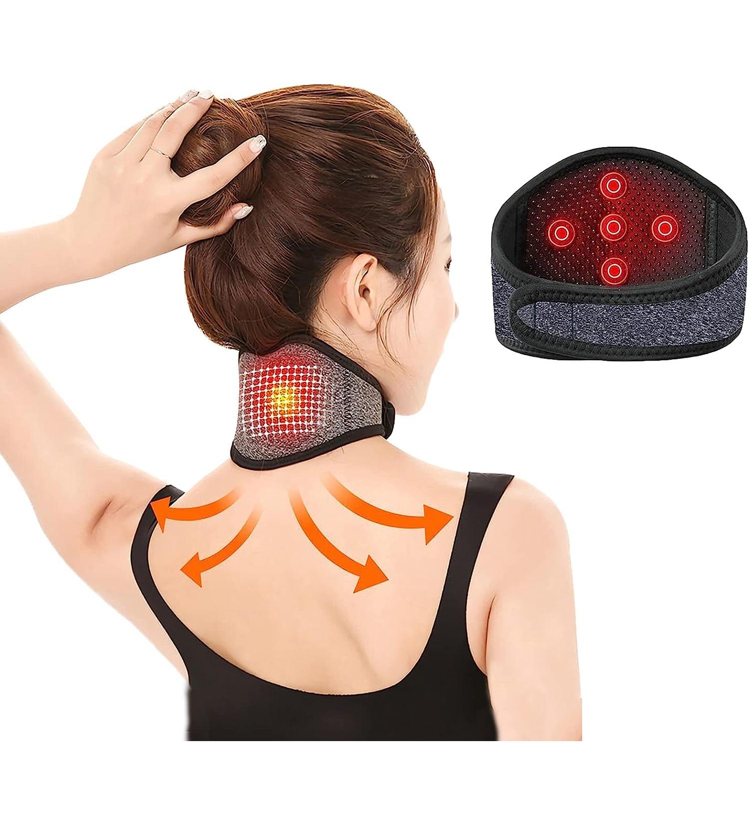 Xinchi Self-Heating Neck Support Bandage - Adjustable Ergonomic Neck Collar for Pain Relief | Breathable Velcro Fastener - Unisex Black - Buy Online on GoSupps.com