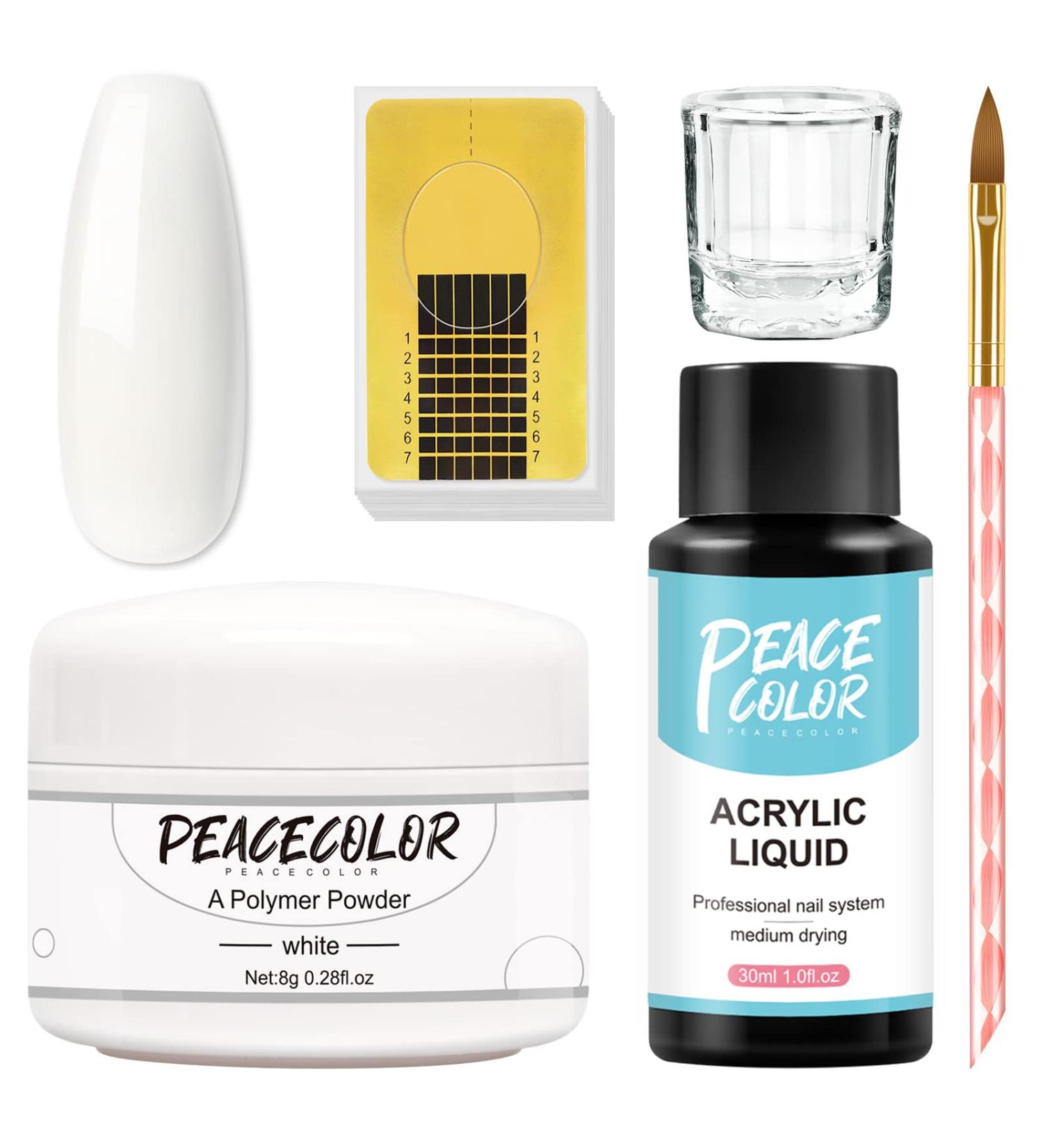 PEACECOLOR Acrylic Nail Kit with 8G White Acrylic Powder 30ML Acrylic Liquid Monomer Nail Art Pen Brush 20PC Nail Forms Glass Cup for Nails Extension and Carving Starters DIY Gift for Women color 188 - Buy Online on GoSupps.com