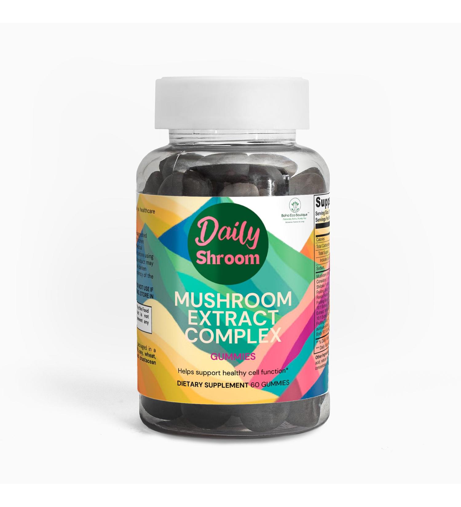 Daily Shroom| Boho Eco Boutique| Mushroom Complex Gummies 10 Mushroom Blend for Brain Health Focus and Energy Support Lion's Mane Reishi Cordyceps & More Vegan Natural Cognitive Boost - Buy Online on GoSupps.com