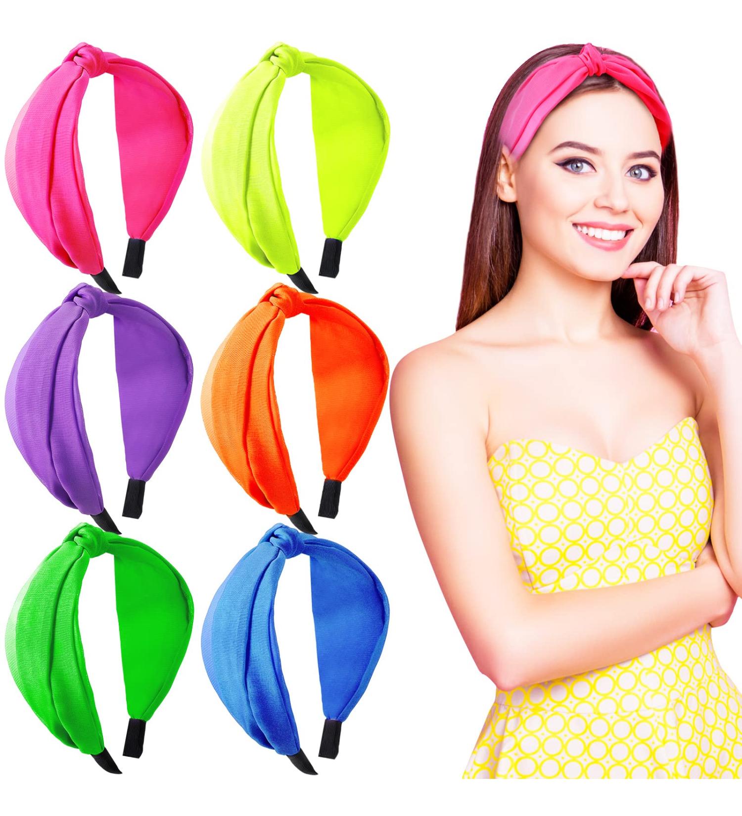 Yilloog 6 Pcs Neon Headbands for Women - Green Knotted Elastic Turban Hairband Set - 80s 90s Style Neon Hair Accessories - Perfect for Yoga, Running, Workout - Buy Online on GoSupps.com