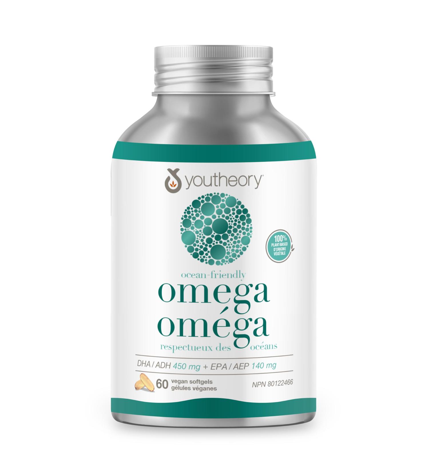 Youtheory Ocean Friendly Omega Plant Based & Vegan Omega Supports Brain & Heart Health 60 Count - Buy Online on GoSupps.com