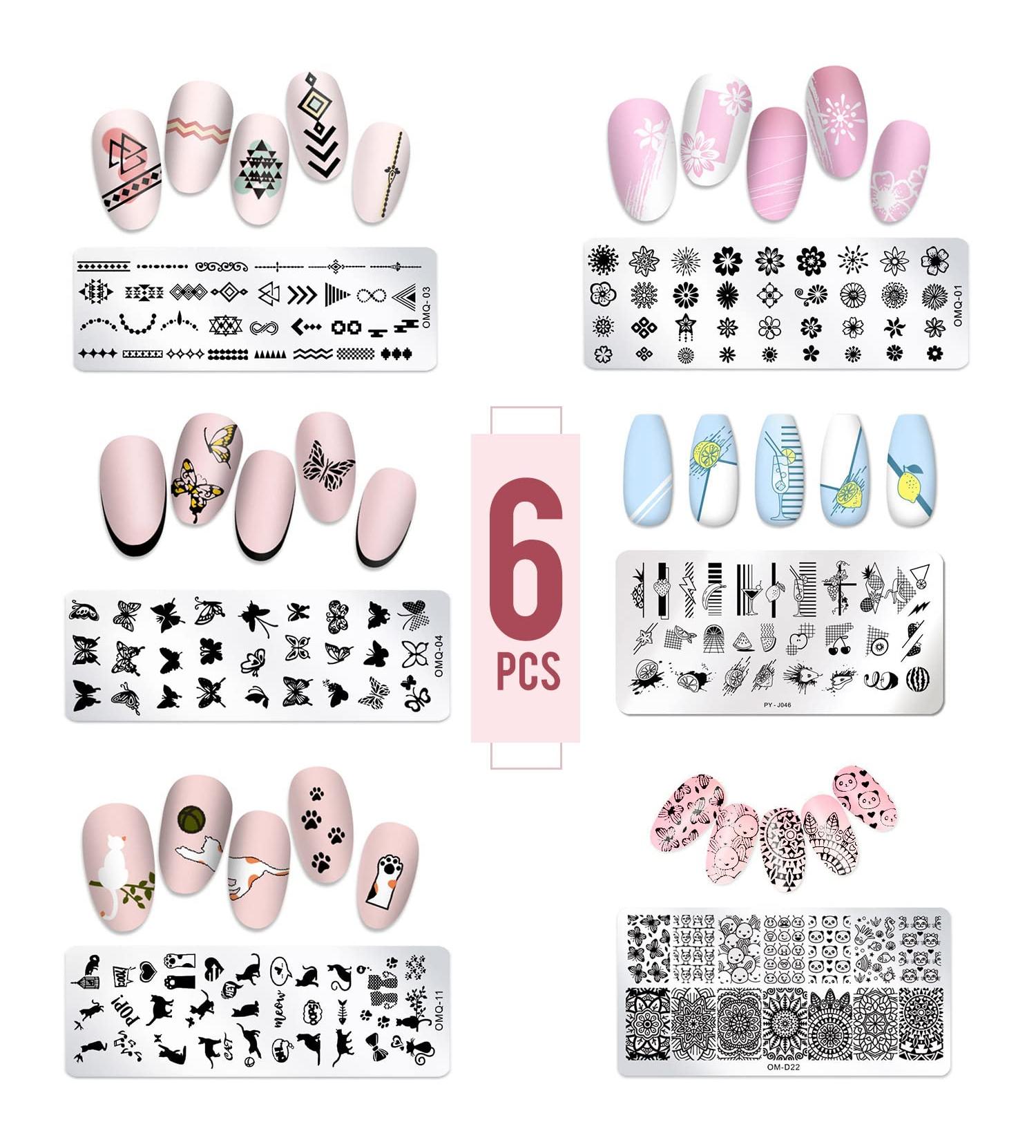Longbest Nail Stamping Plate Set - 6pcs DIY Nail Art Templates for Women | International Shipping Available - Buy Online on GoSupps.com