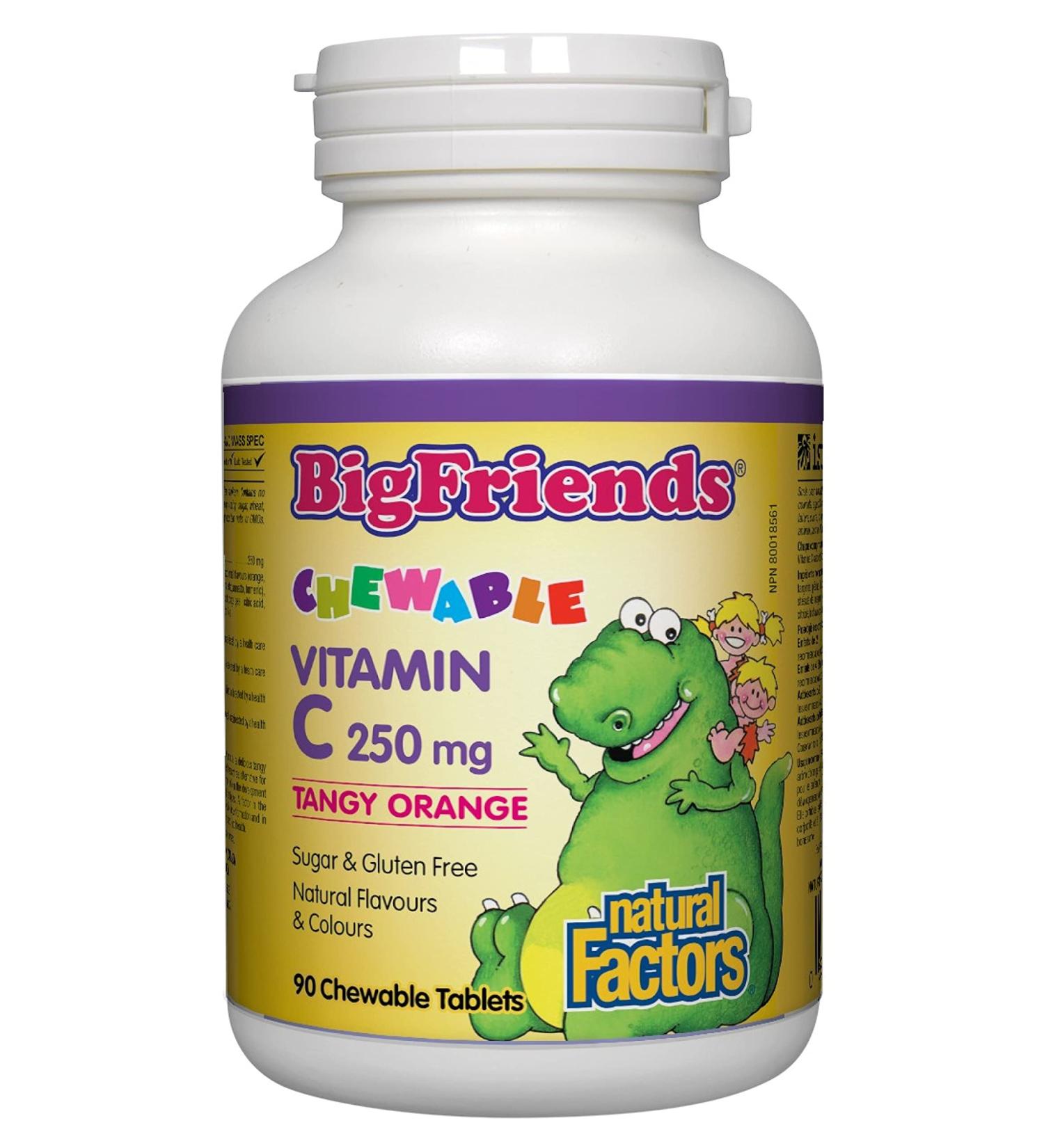 Natural Factors Big Friends Chewable Vitamin C 250 mg â€“ Tangy Orange Flavor, 90 Tablets - Buy Online on GoSupps.com