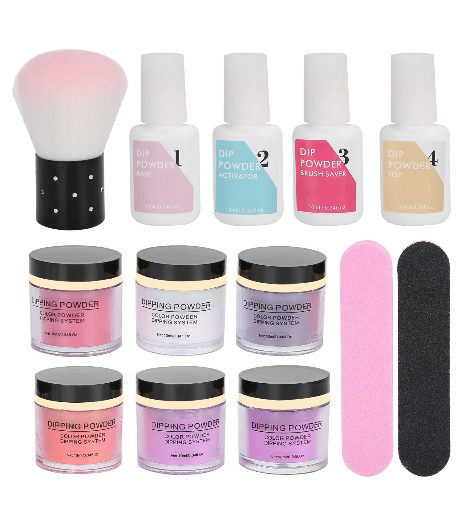 Dip Powder Nail Starter Kit Nail Dipping Powder Set Nail Dip Powder System Starter Kit Nail Art Powder Top Base Coat Gel Dust Brush Manicure Tool Set for Nail Salon Home DIY Gift for Ladies(K1213) - Buy Online on GoSupps.com
