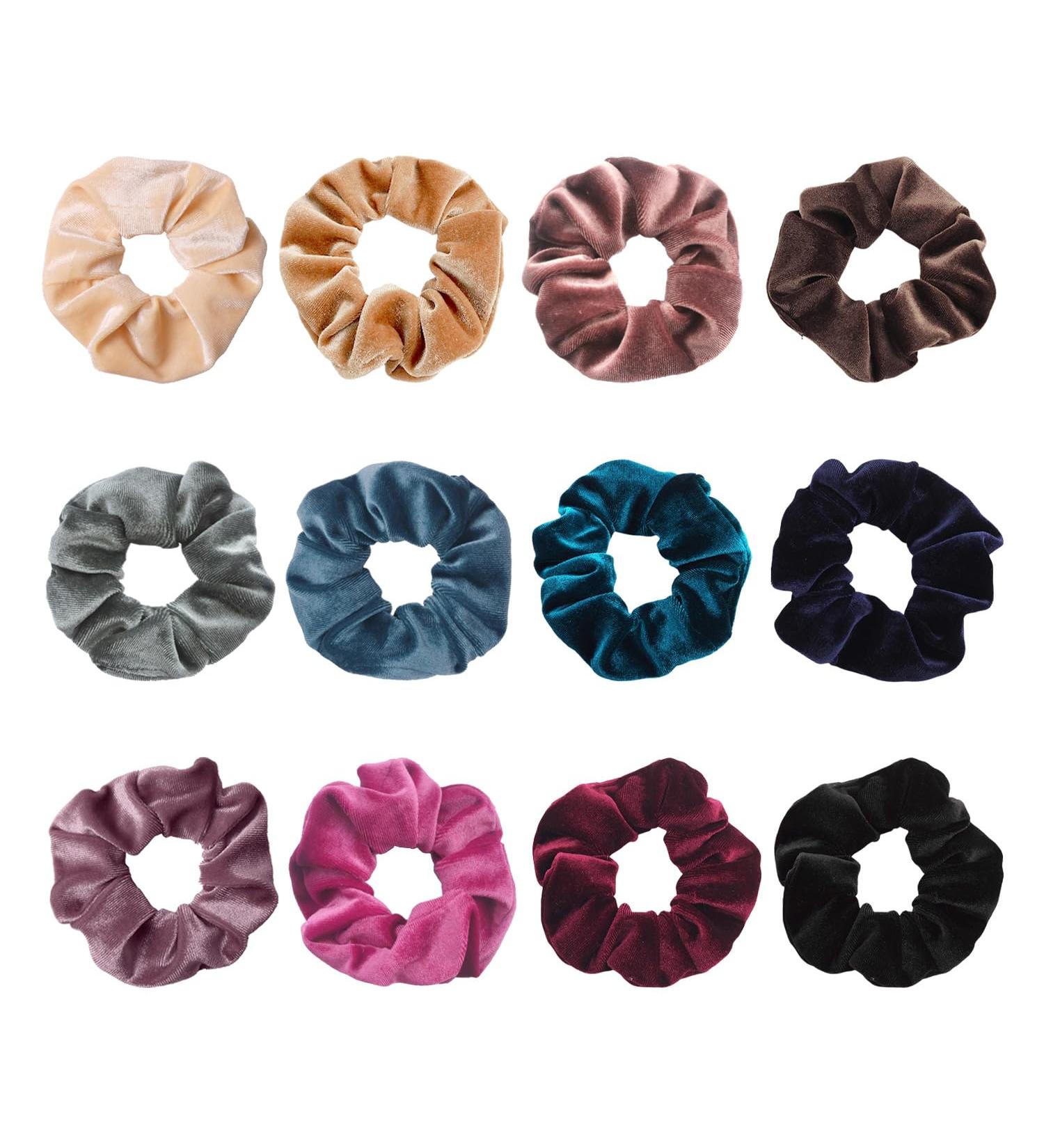 12 Pieces of Velvet Hair Ties French Large Hair Ties Extra Large Hair Ties Women's Hair Ties Suitable for Masquerades Parties Birthdays Daily Wear (12 Colors) - Buy Online on GoSupps.com