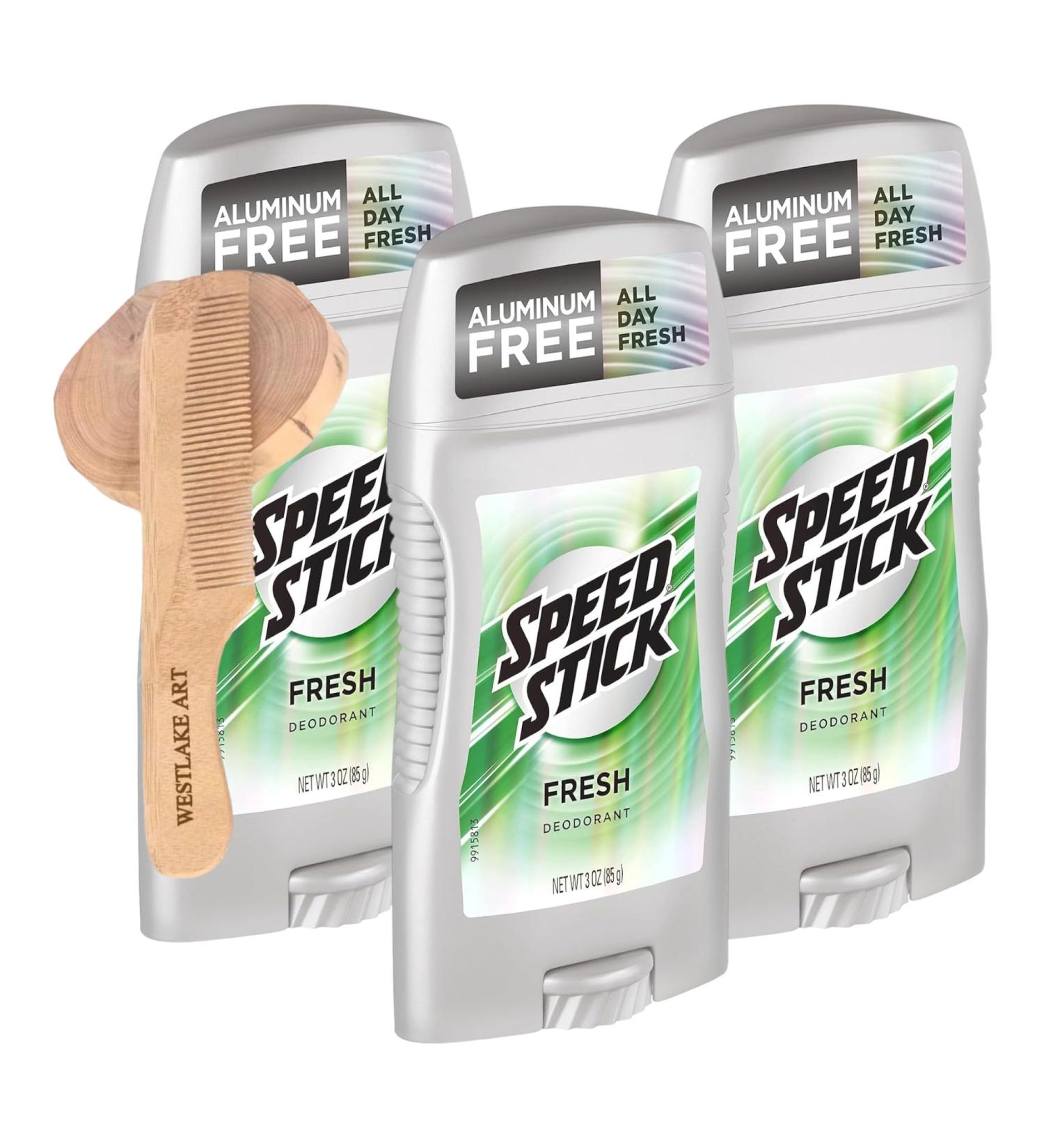 Speed Men's Deodorant Fresh Scent 3 Oz 24-Hour Odor Protection Aluminum-Free Comfort Guard Applicator Men'S Antiperspirant Deodorant | Bundle With Wooden Comb (Pack of 3) - Buy Online on GoSupps.com