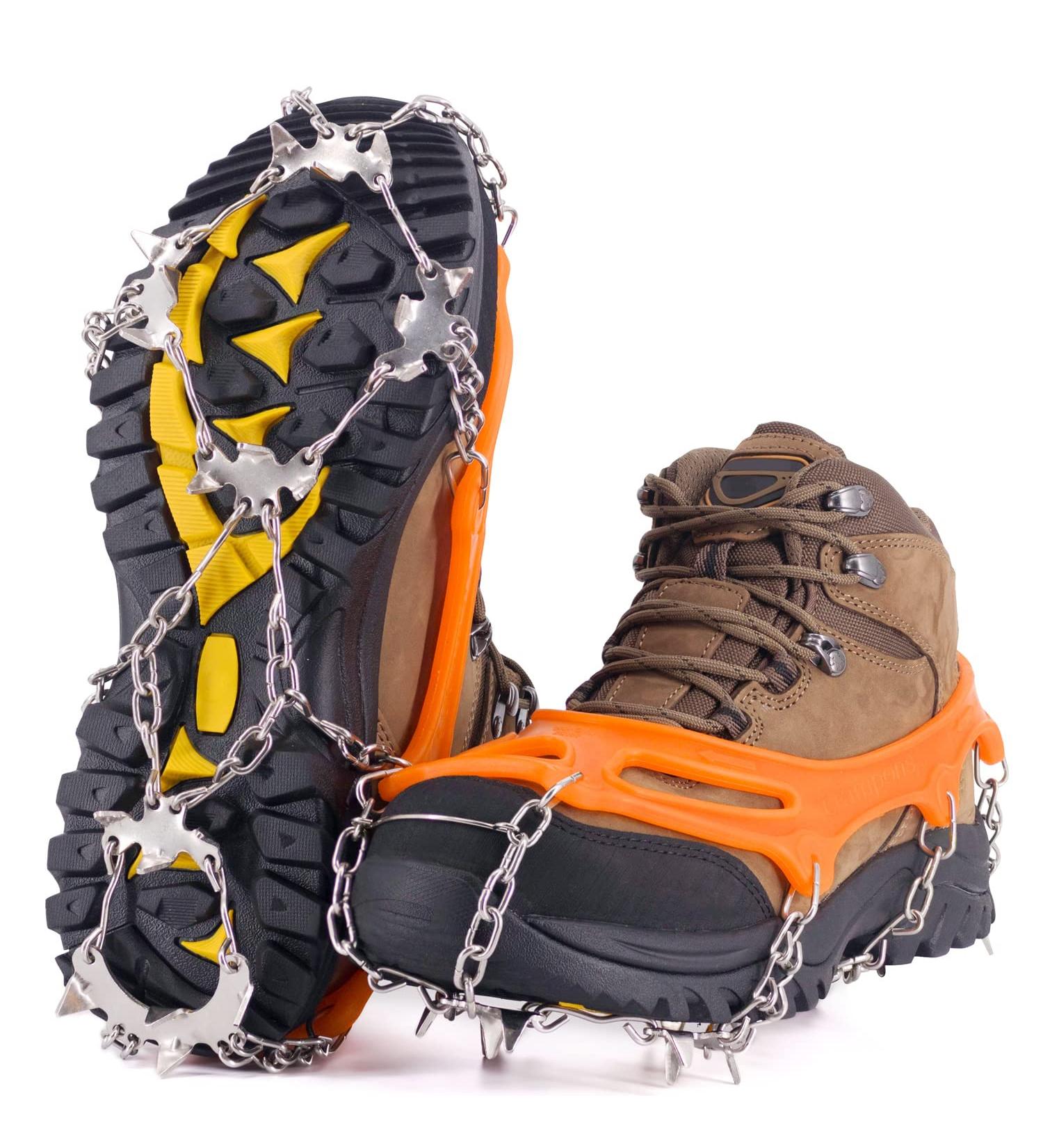 NewDoar Ice Cleats Crampons Traction 19 Spikes Stainless Steel - Anti-Slip Snow Grips for Men, Women, Kids - Ideal for Mountaineering, Climbing, Hiking, Fishing - Orange XL (M 11-14/W 12+) - Buy Online on GoSupps.com