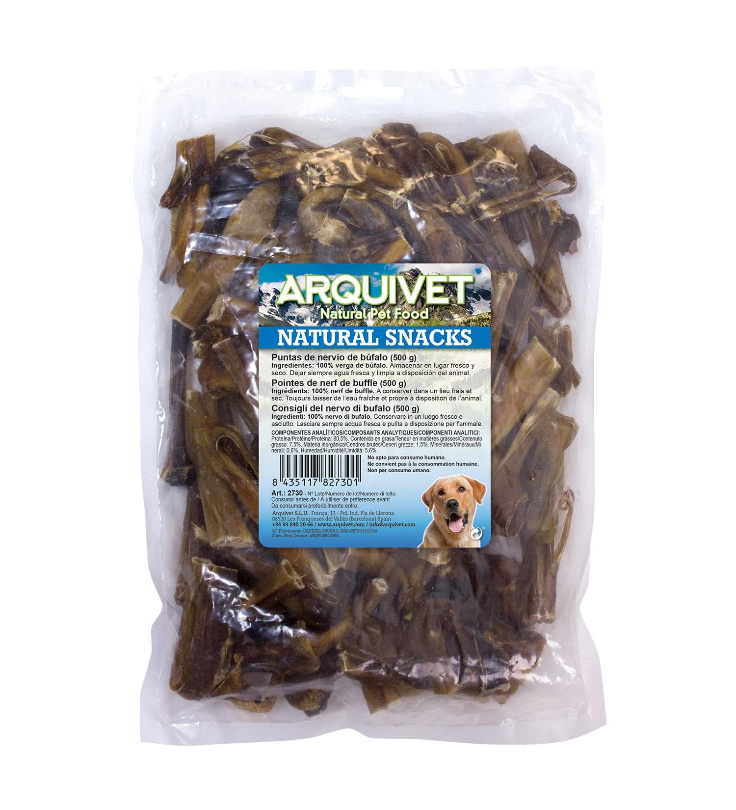 ARQUIVET Bull Nerve Tips - 500g Bag - Natural Dog Snacks - Dog Sweets - High Quality Dog Food - Buy Online on GoSupps.com