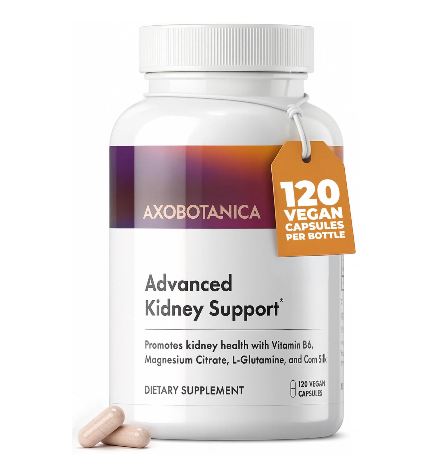 Axobotanica Kidney Cleanse Detox & Repair Formula with Vitamin B6 Magnesium & Cornsilk - Urinary Tract & Bladder Support - Herbal Supplements 120 Capsules (1 Bottle 60 Servings) - Buy Online on GoSupps.com