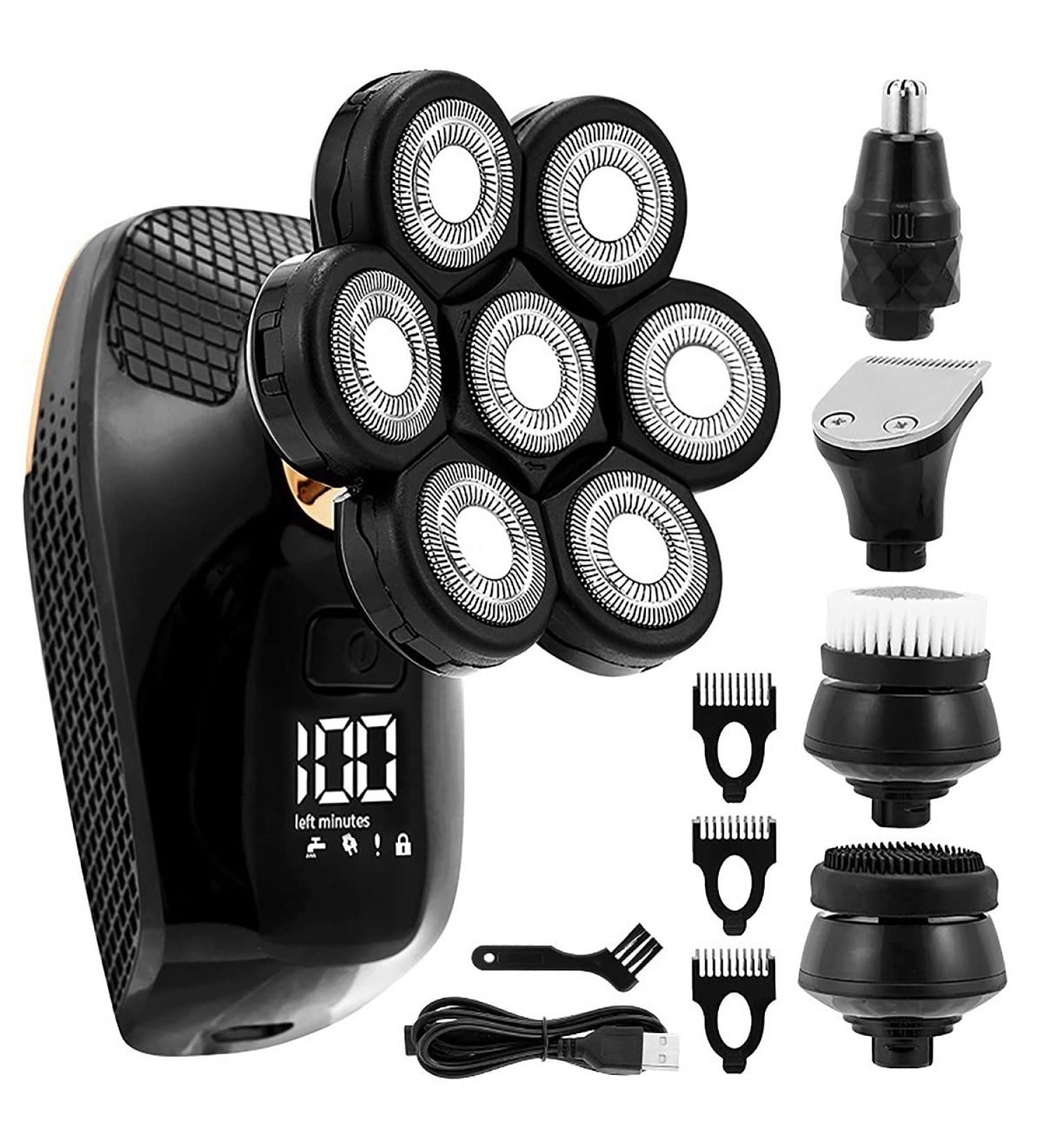 Buy 5-in-1 Electric Razor for Men | Rechargeable Bald Head Shaver & Beard Trimmer | 7 Floating Heads Hair Clipper - International Shipping Available - Buy Online on GoSupps.com