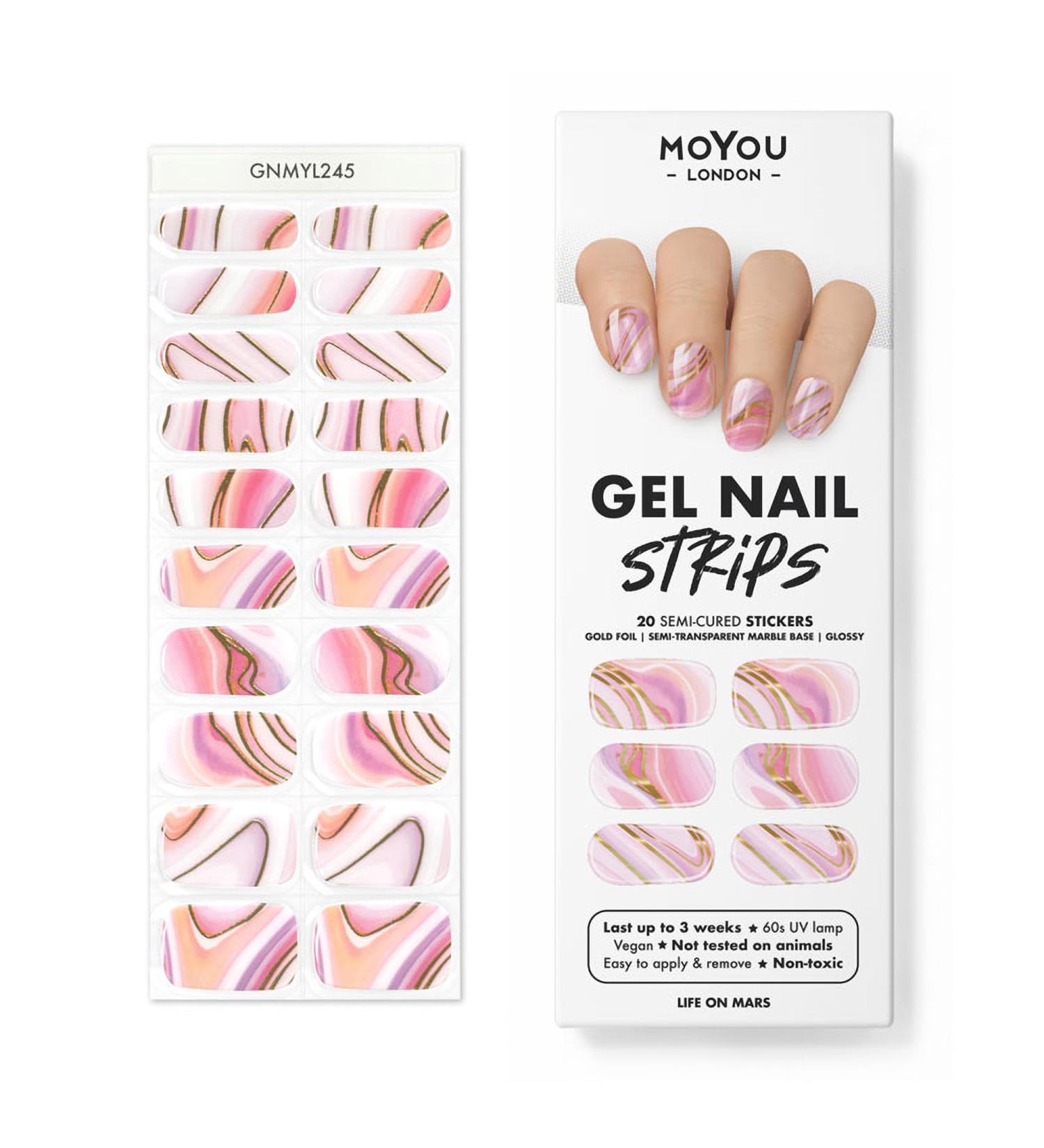 Moyou London Semi-Cured Gel Nail Strips - Easy Apply & Remove Salon-Quality Manicure | Buy 3, Get 1 Free UV Lamp - Life on Mars - Buy Online on GoSupps.com