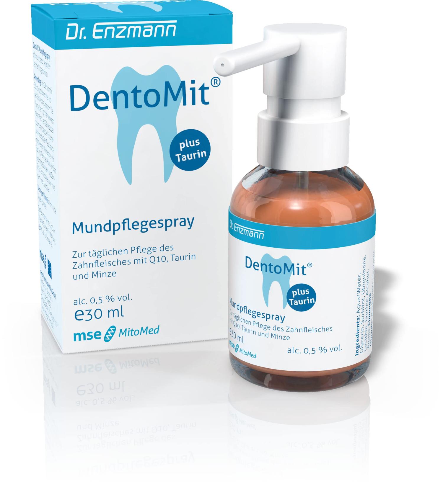 Dentomit Mouth Care Spray 30ml - Premium Dental Care Oral Hygiene & Bad Breath Relief with Coenzyme Q10 Taurine & Mint Oil - Vegan Formula - Buy Online on GoSupps.com