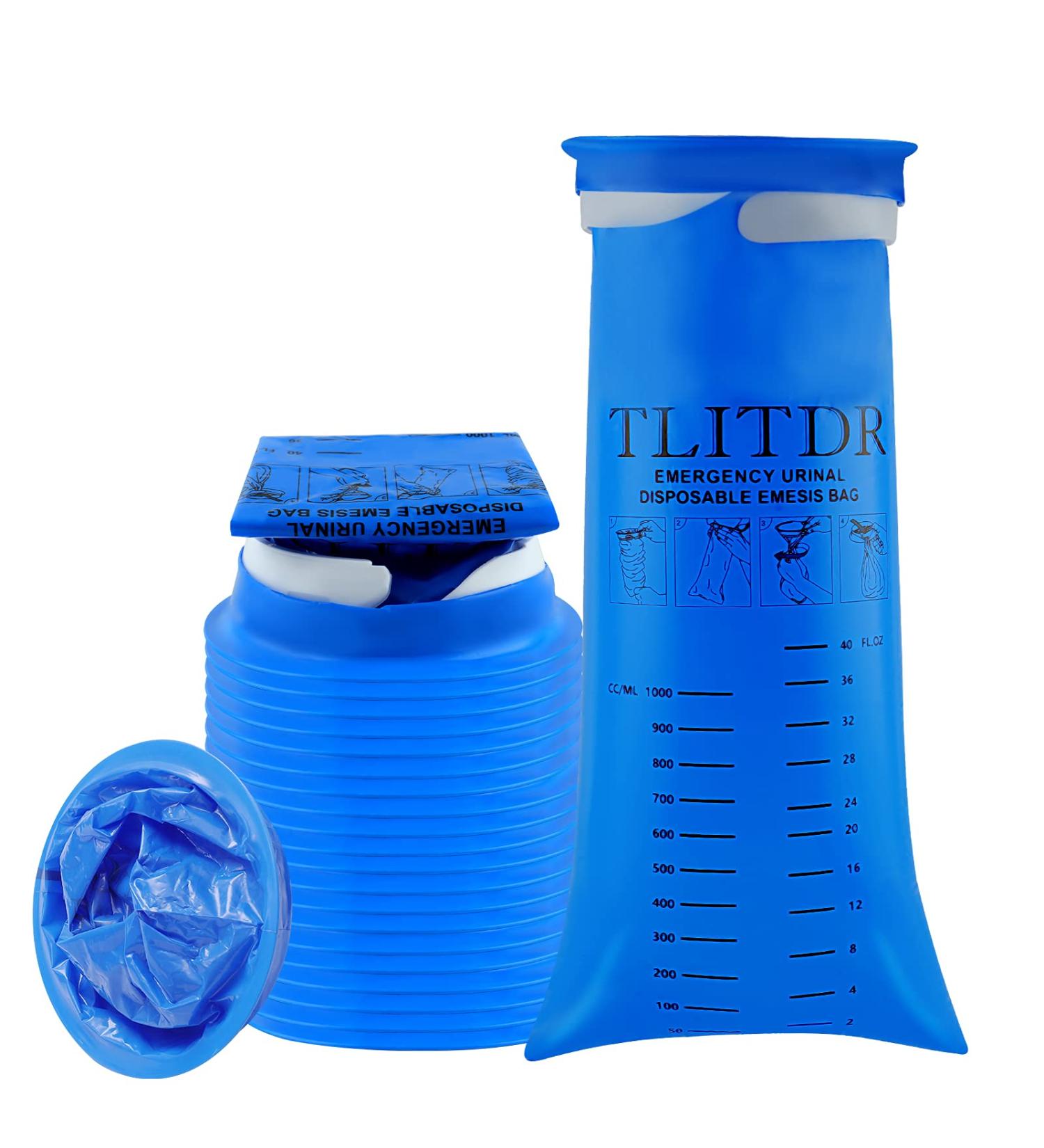 25-Pack 1000ML Disposable Vomit Bags - Non-Transparent, Leak-Proof, Blue - Ideal for Car, Motion Sickness, Nausea - Kids, Pregnant Women, Patients - Buy Online on GoSupps.com
