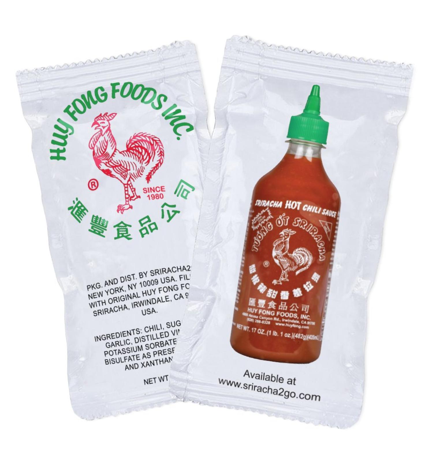 Sriracha2Go - Huy Fong Foods Sriracha Chili Hot Sauce Packets (50-Pack) 5g - Convenient On-The-Go Spicy Flavor - 50 Sachets - Buy Online on GoSupps.com