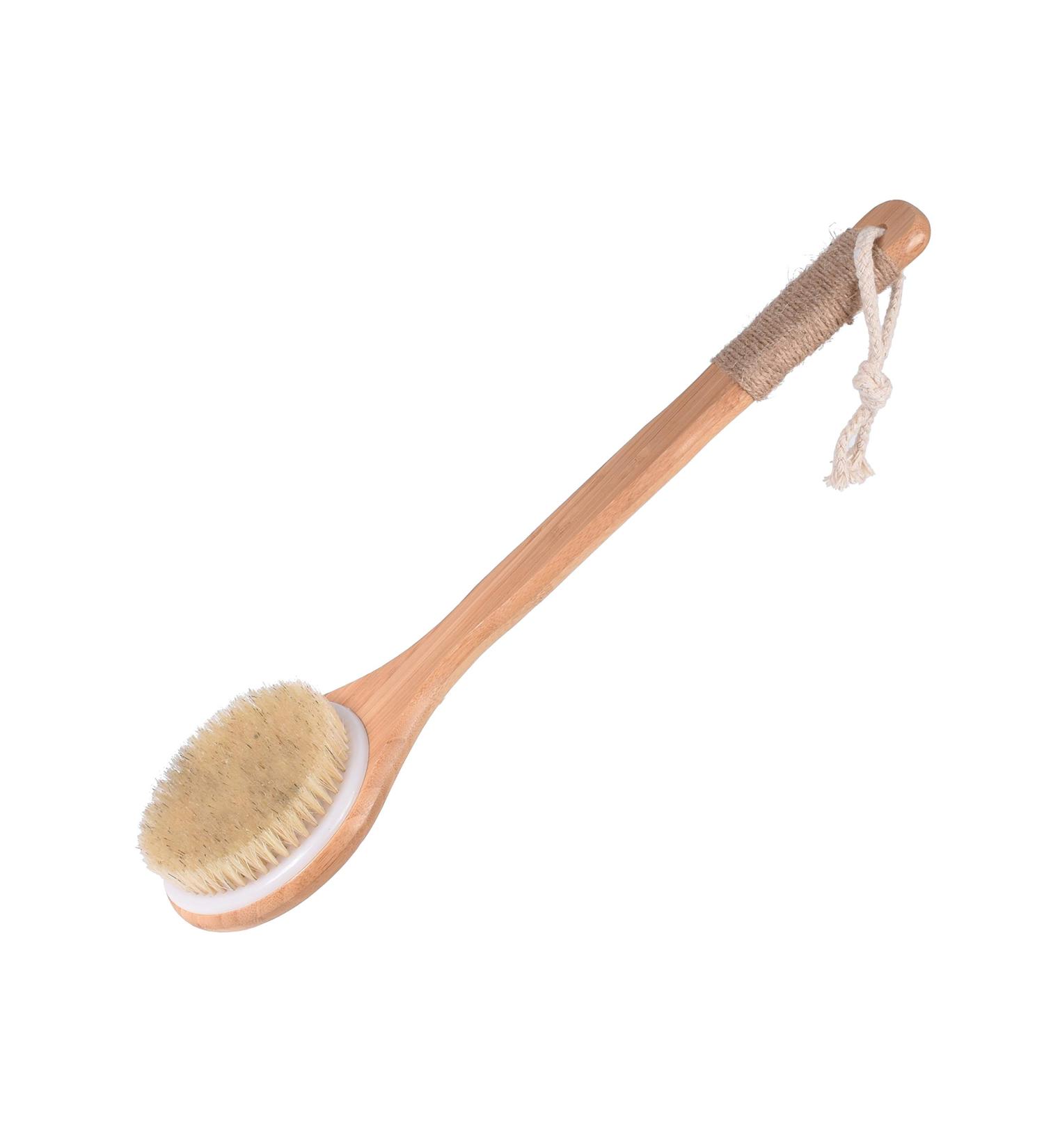 Chikoni Dry Bath Body Brush Back Scrubber with Long Wooden Handle - 100% Natural Bristles for Exfoliation, Detox, Cellulite, and Blood Circulation - Health-Boosting Body Massager - Buy Online on GoSupps.com