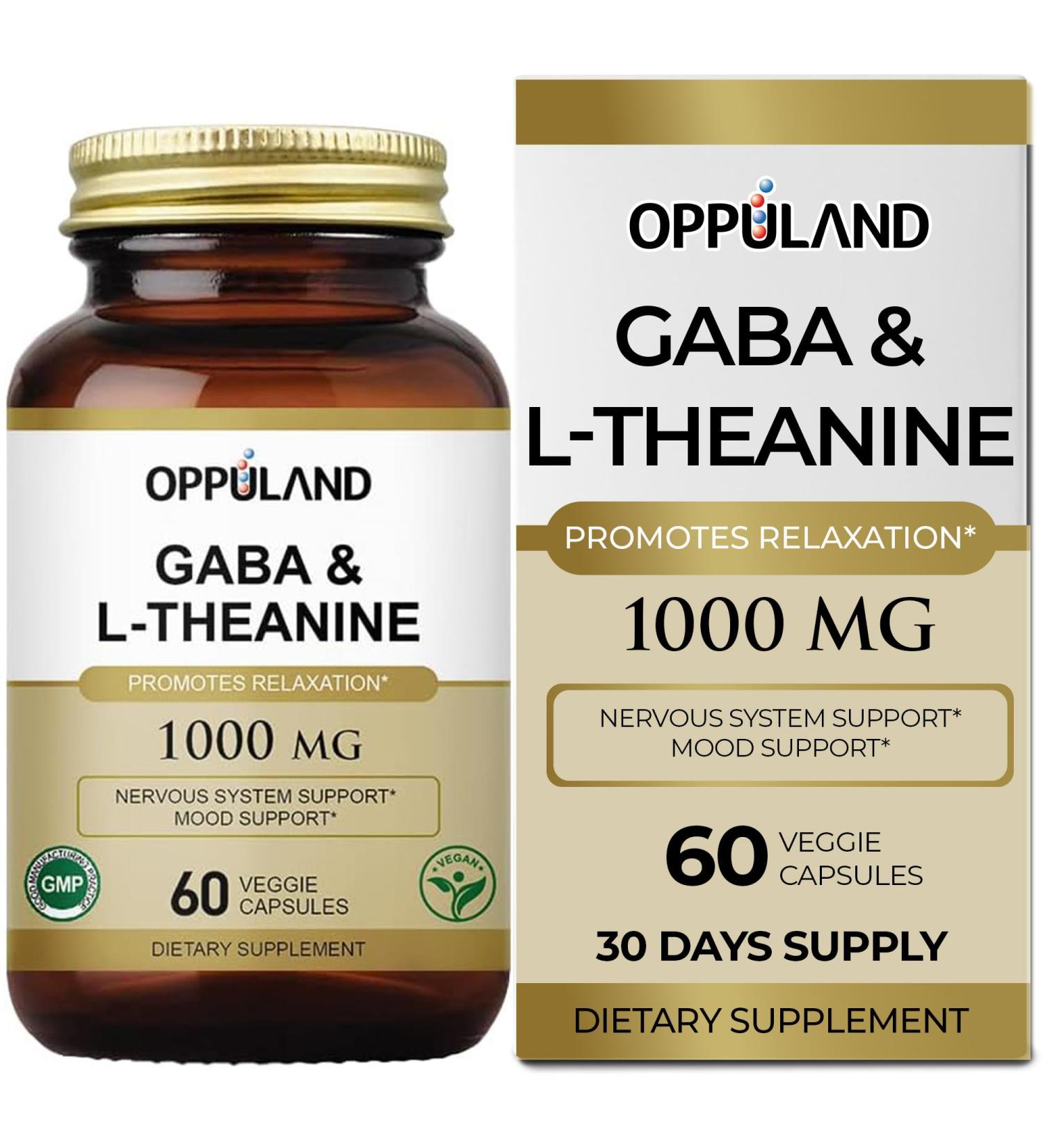 oppuland GABA & L-Theanine - Promotes Relaxation | Nervous System Support | Mood Support -60 Veggie Capsules - Buy Online on GoSupps.com