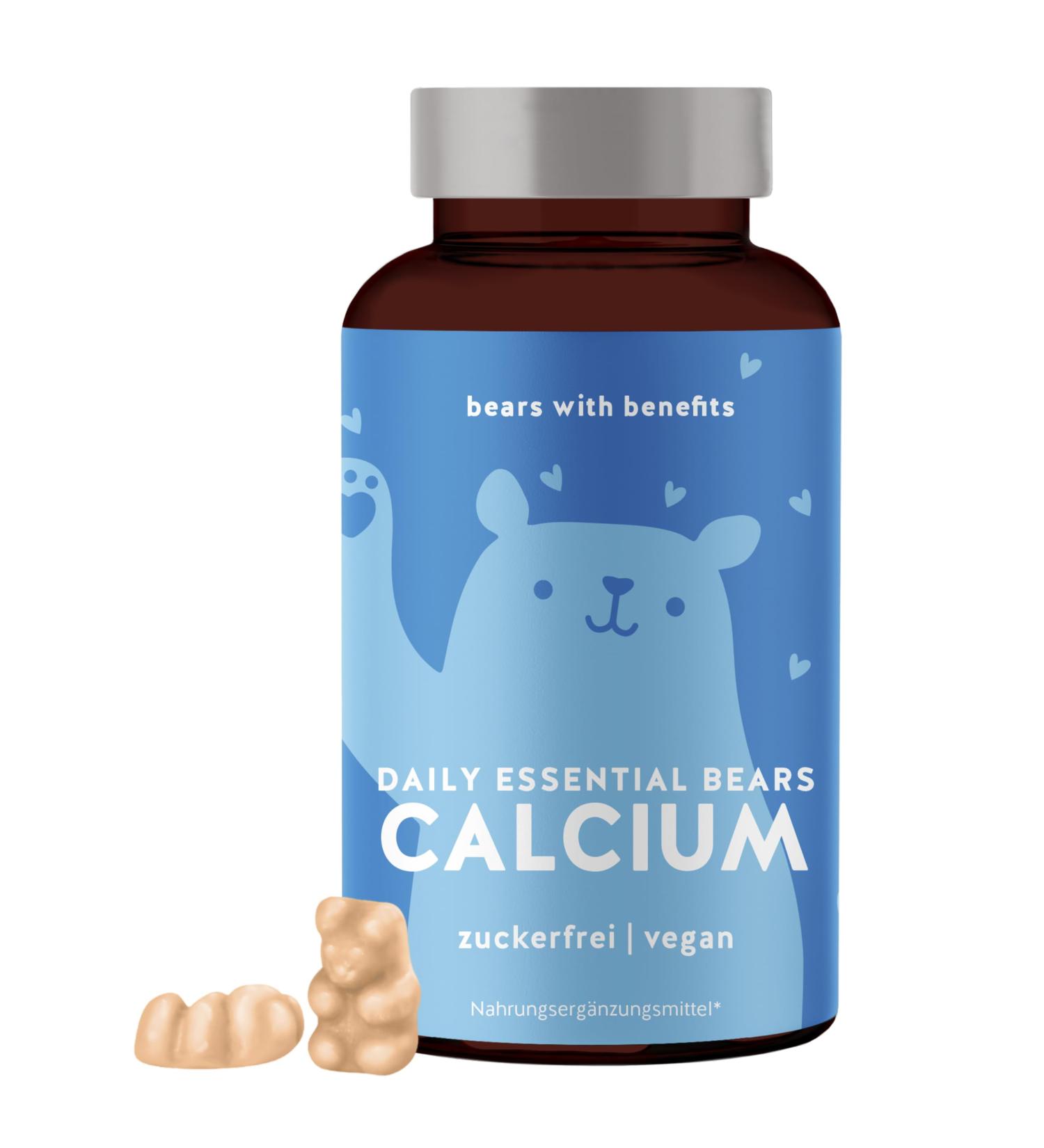 Calcium Gummy Bears - Vegan Sugar-Free Bone & Tooth Support - 500mg 45 Pieces - Bears with Benefits - Buy Online on GoSupps.com