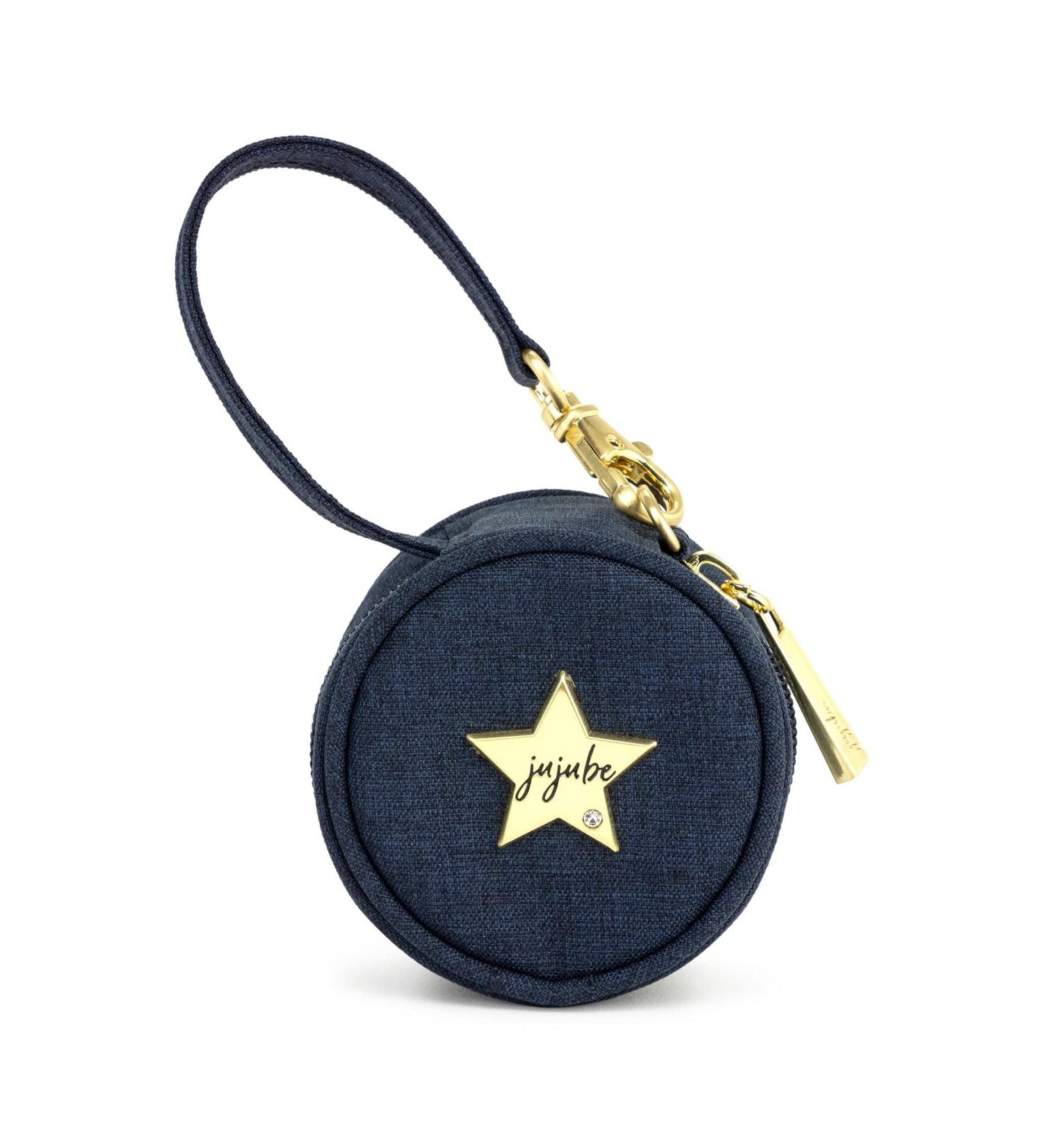 JuJuBe | Paci Pod Pacifier Holder  Clip Binky to Diaper Bag or Stroller  Purse Charm  Holds 2 Pacifiers | Indigo Chromatics