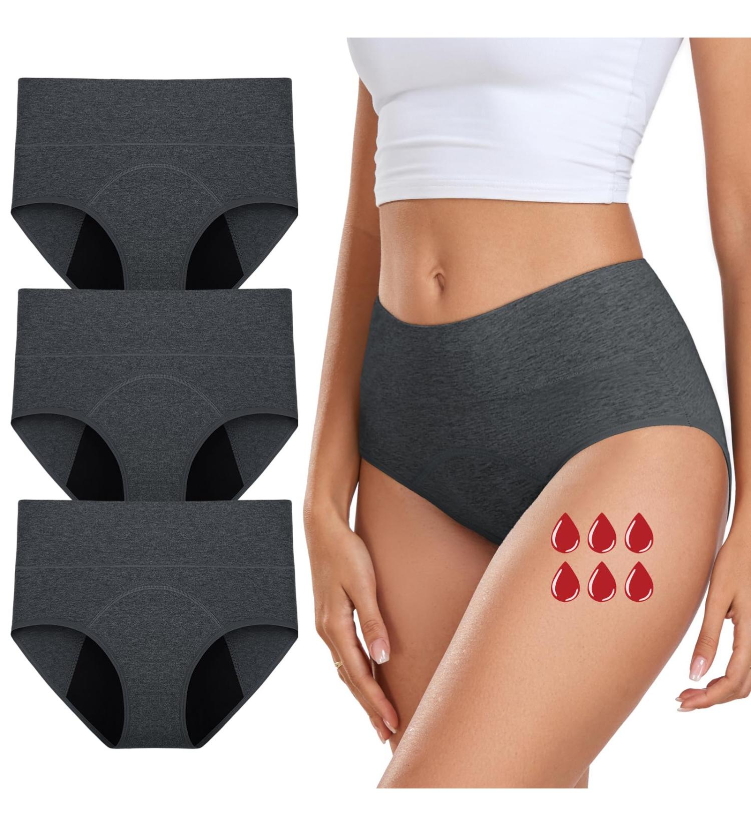 Buy Women's Period & Incontinence Briefs - Multipack Tummy Control Cotton Underwear in Grey (36) - Buy Online on GoSupps.com