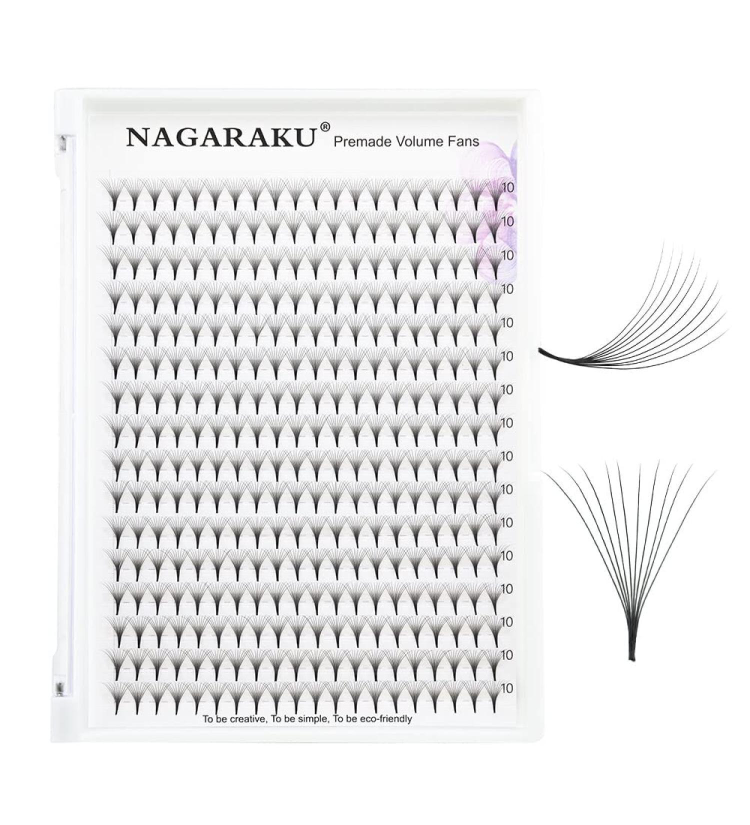 Nagaraku 10D Eyelash Extensions - 320PCS Premade Fans D Curl 0.07mm Thickness 10mm Length - Light & Dense Artificial Eyelashes - Buy Online on GoSupps.com