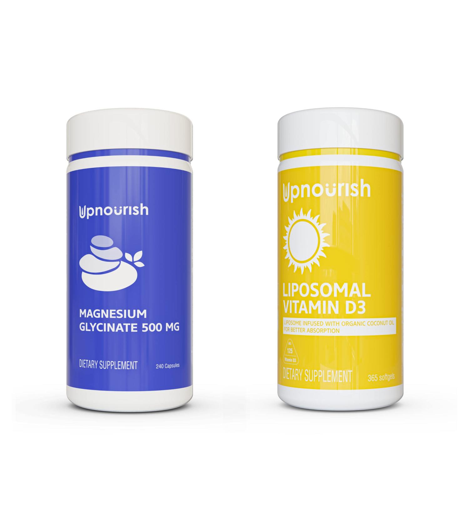 Magnesium Glycinate & Liposomal Vitamin D3 Bundle - Optimal Absorption and Immune Support - Buy Online on GoSupps.com