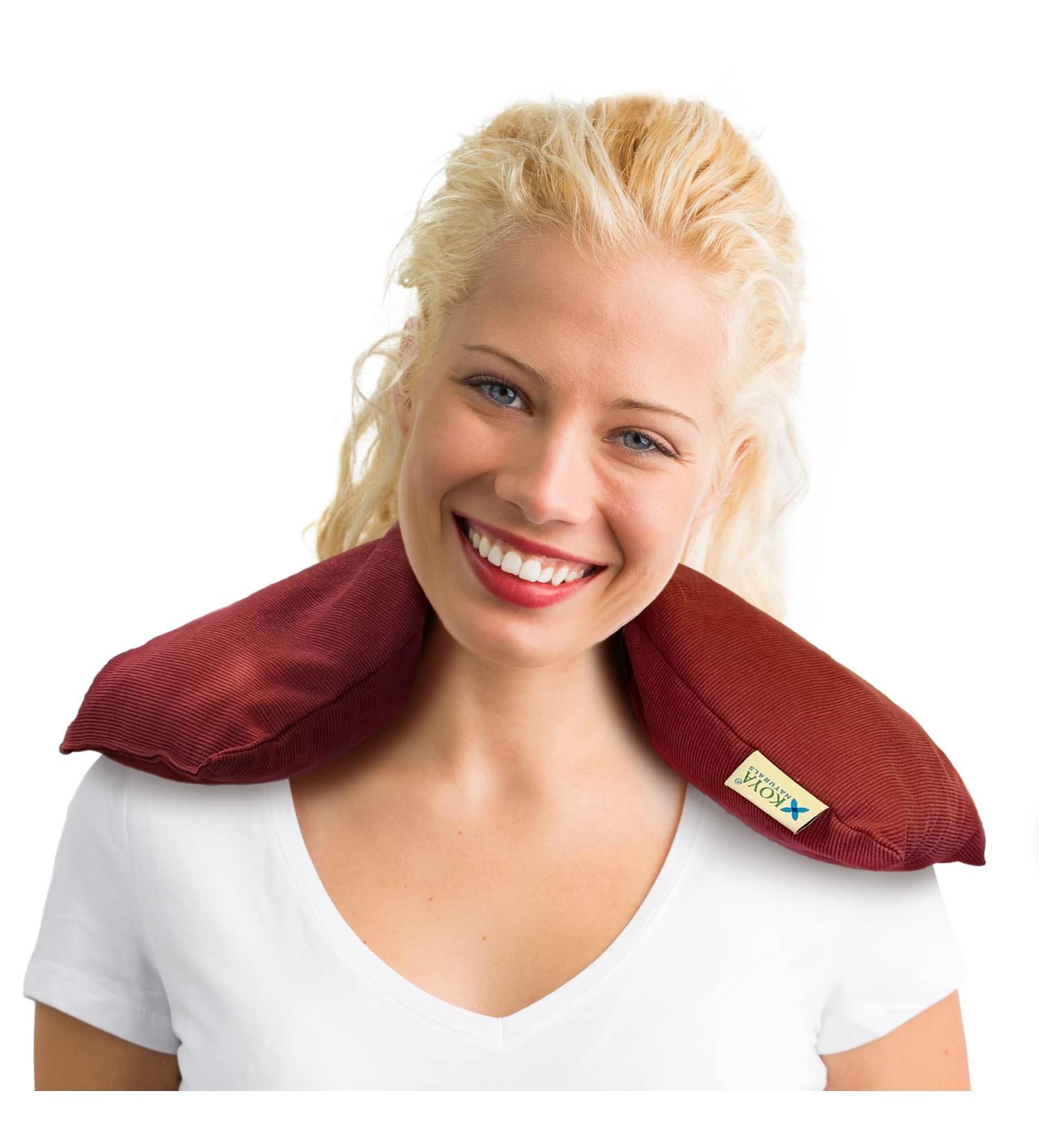 KOYA Naturals Microwavable Neck Heating Pad - Cherry Pit Pillow for Muscle & Joint Pain - Moist Heat Therapy for Menstrual Cramps - Henna Red - Buy Online on GoSupps.com