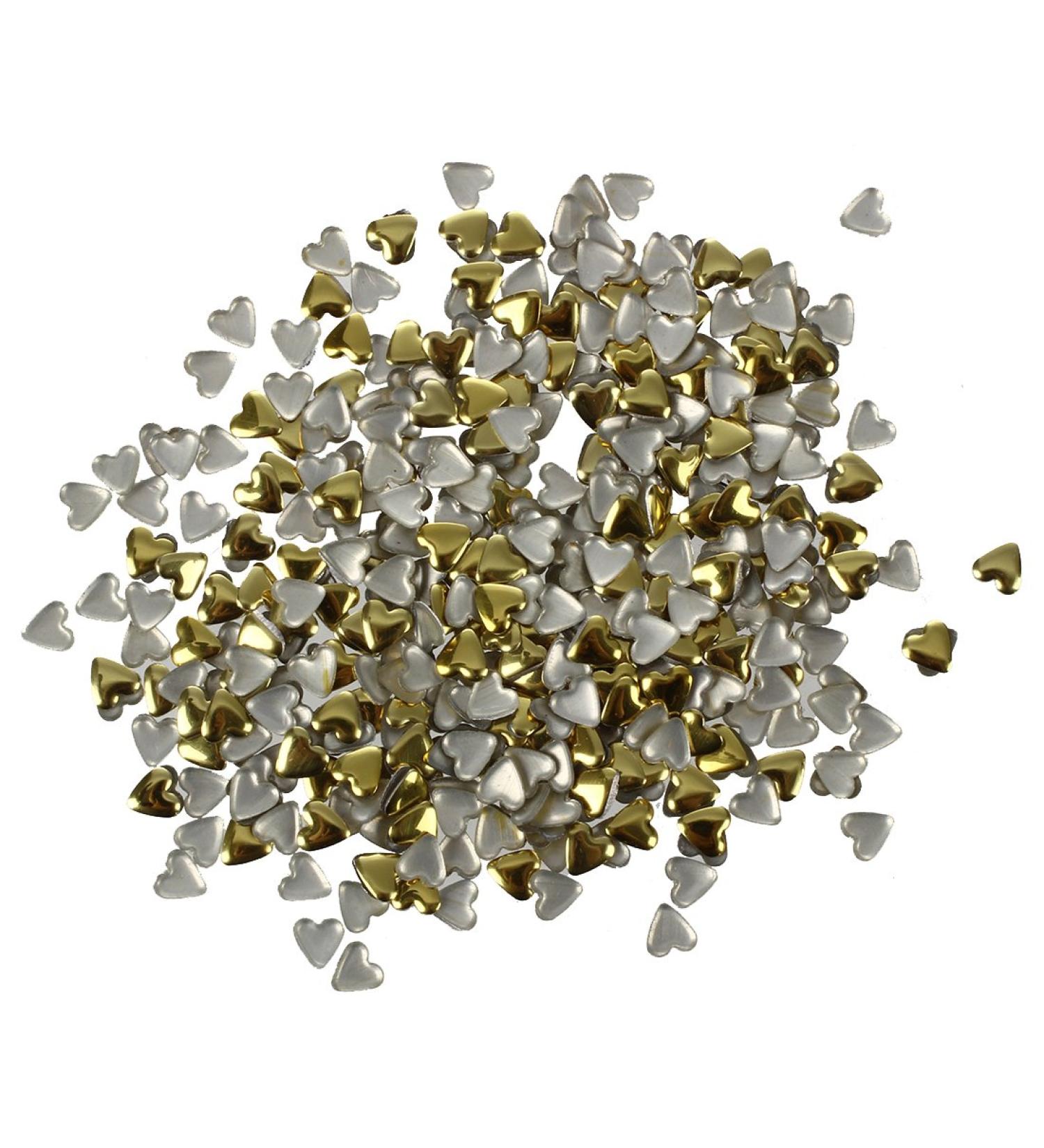 Bstepompre 300x 3d Metal Alloy Gold Silver Heart Art Tips Design Decorations DIY - Buy Online on GoSupps.com