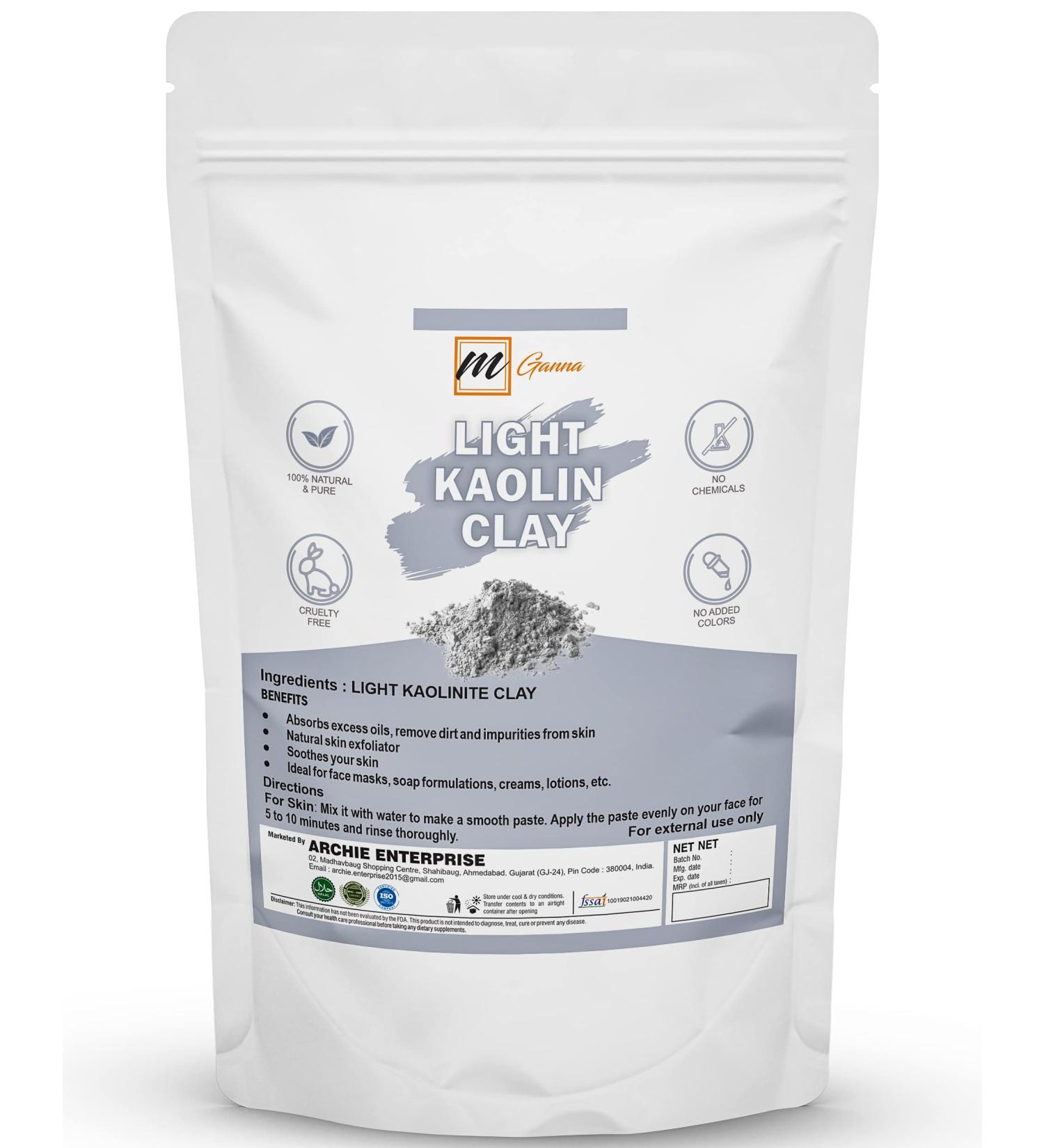 mGanna 100% Natural Light Kaolin Clay Powder 2lb - Ideal for Facial Masks, Creams, Face Masks, Soap Making - 908g - Buy Online on GoSupps.com