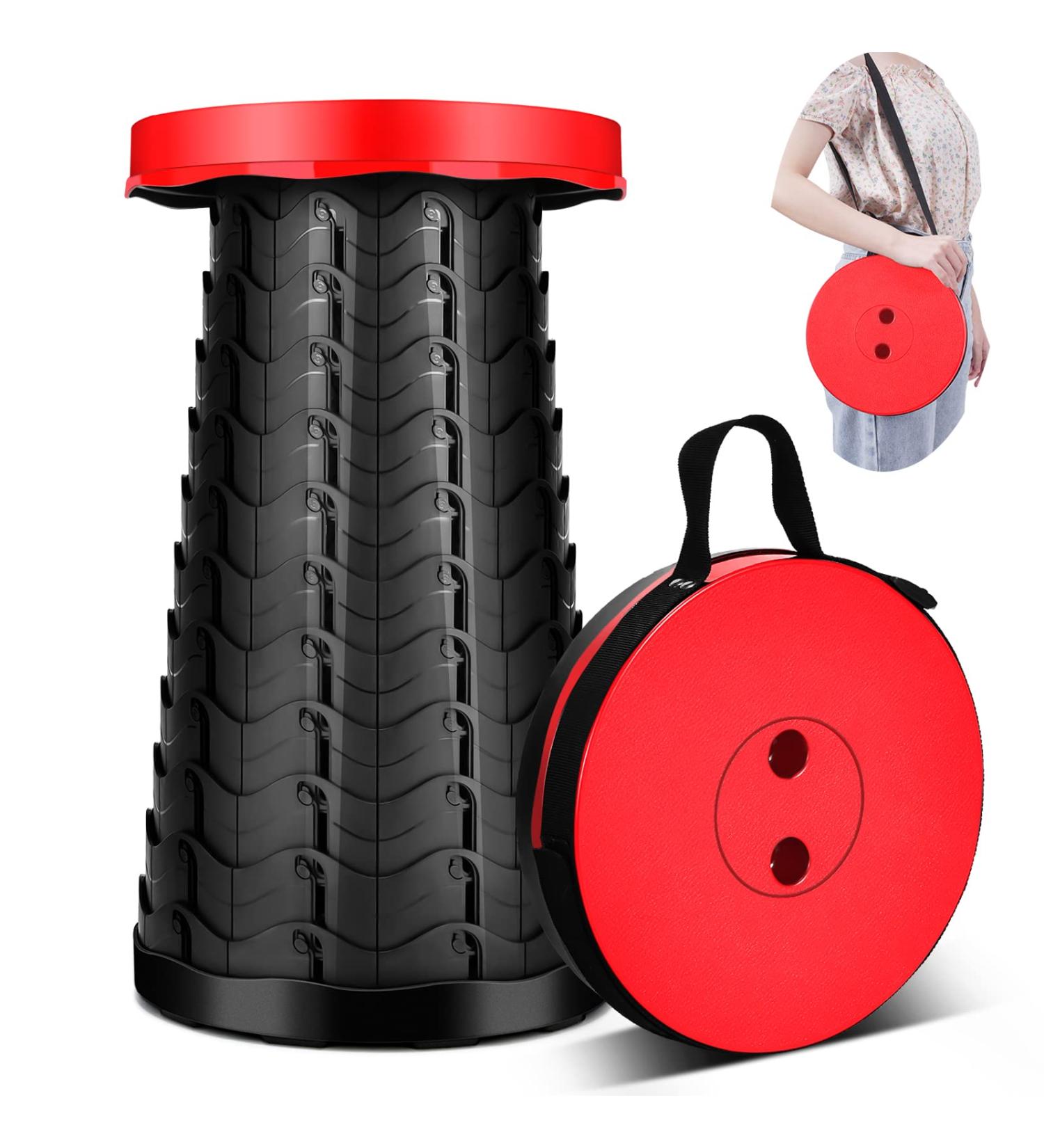 imodomio Upgraded Portable Collapsible Telescopic Stool - 480lbs Load Capacity - Foldable Camping Stool for Hiking & BBQ Parties - Indoor & Outdoor Activities - Red - Buy Online on GoSupps.com